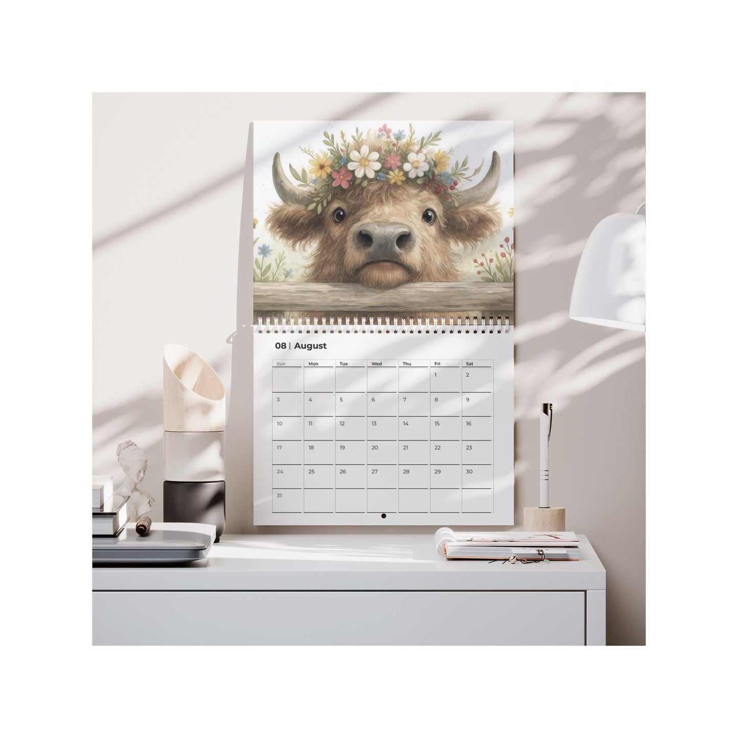 2026 Highland Cow Wall Calendar: Monthly Planner for Scottish Farm Animal a4 Lovers