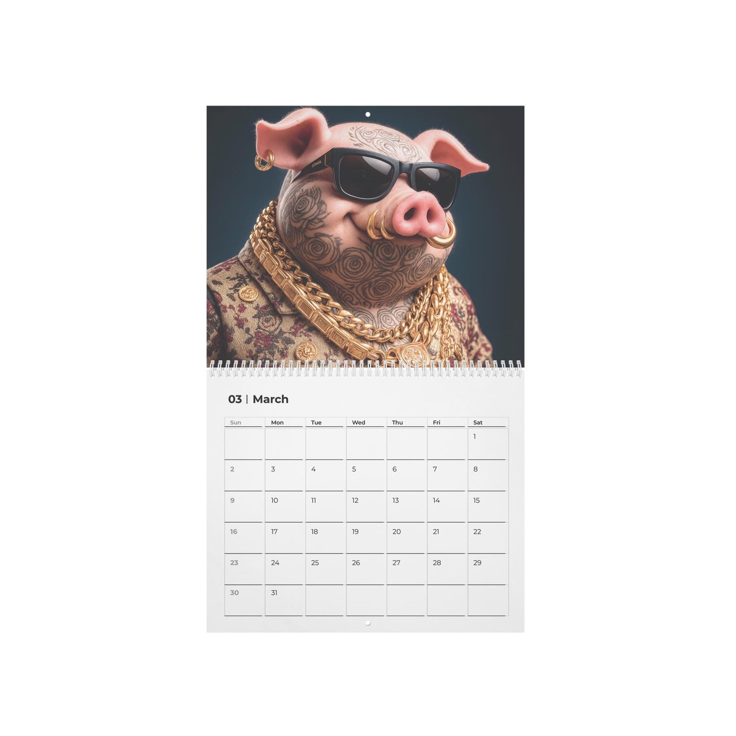2026 Pig Calendar: Luxurious Farm Animal Wall Art for Swine Lovers and Homestead Decor