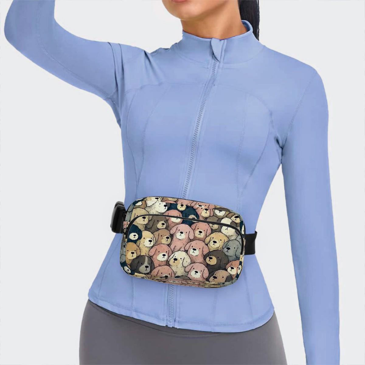 Adorable Dog Print Fanny Pack Belt Bag for Pet Lovers - Hands Free Canine Accessory