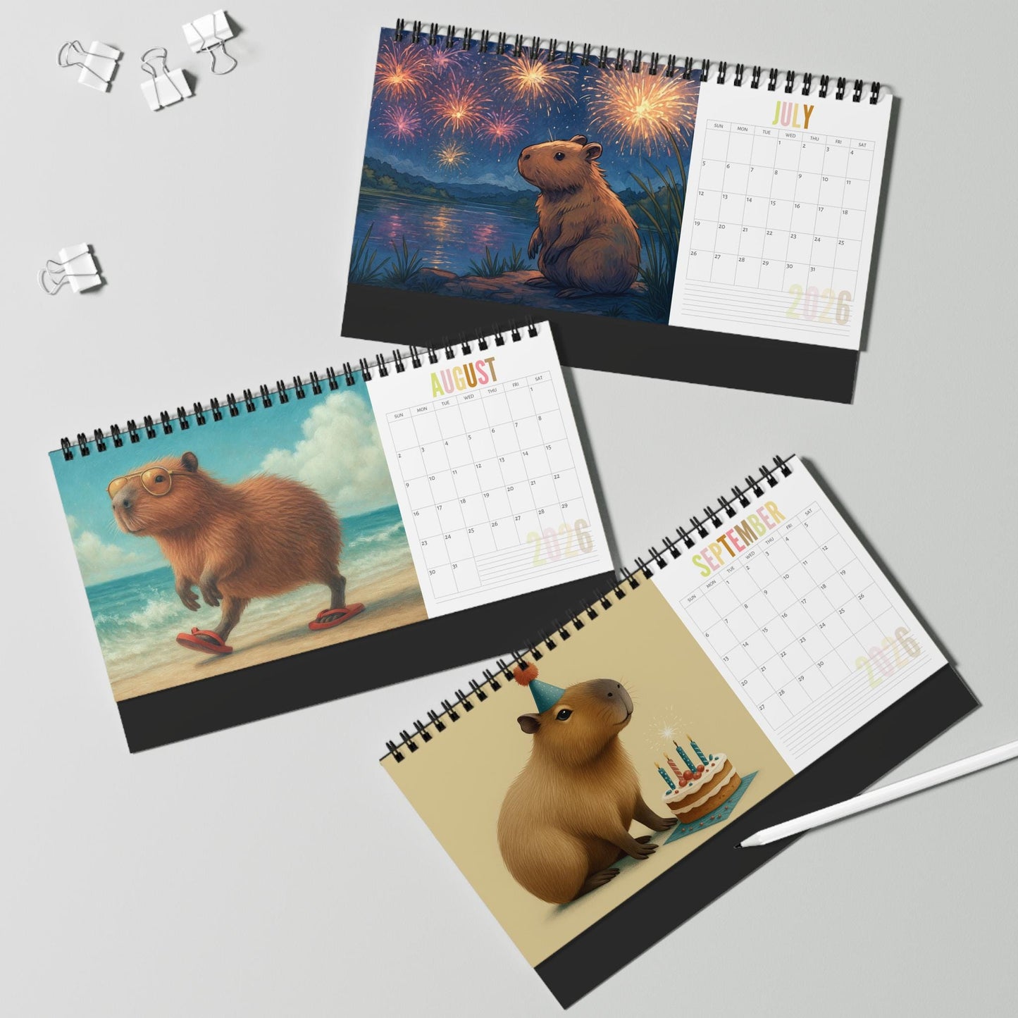 Capybara Desktop Calendar 2026 Planner | Animal Office Organizer Daily Scheduler Gift for Lover