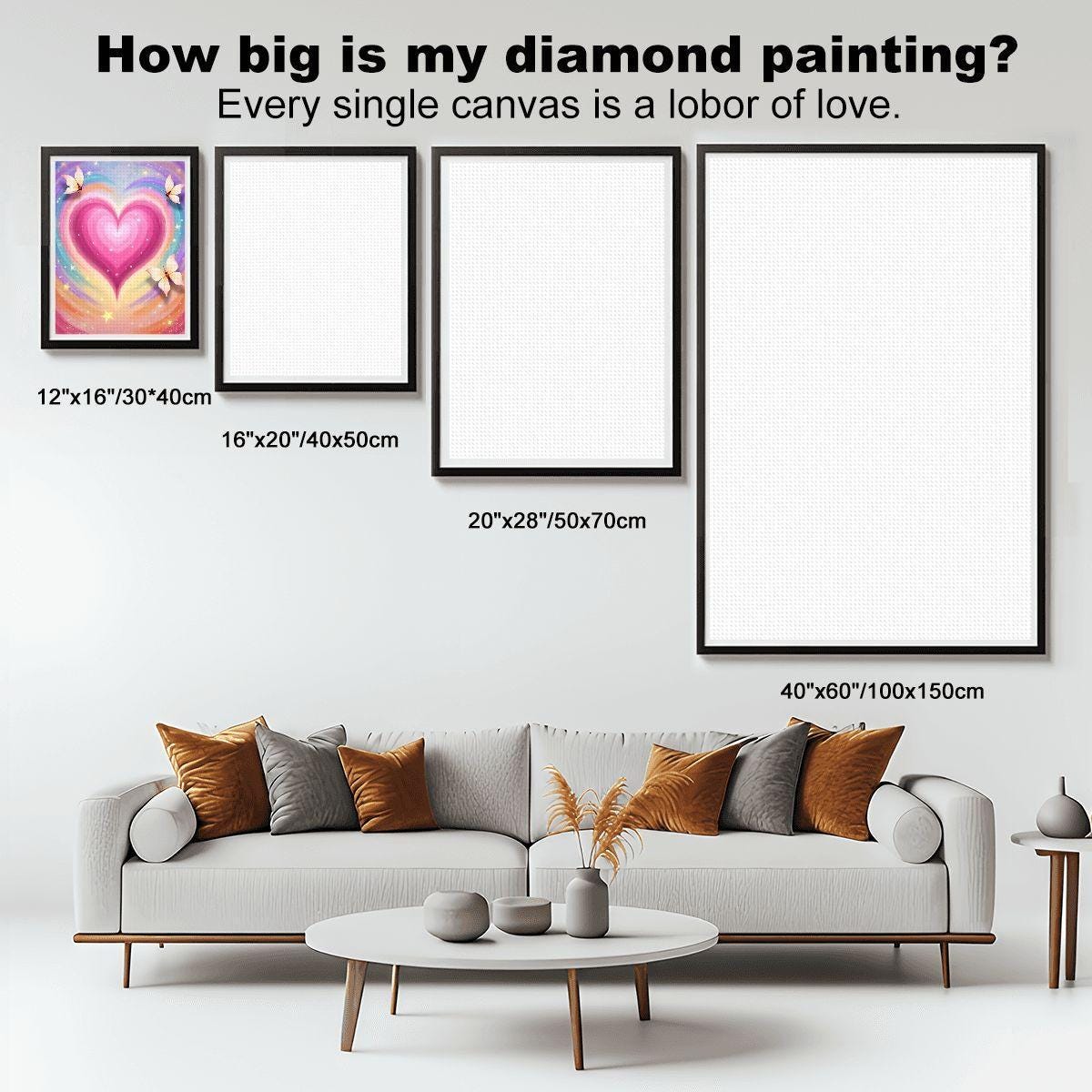 Heart DIY Diamond Painting Kit No Frame - Crystal Art Craft Project Love Design