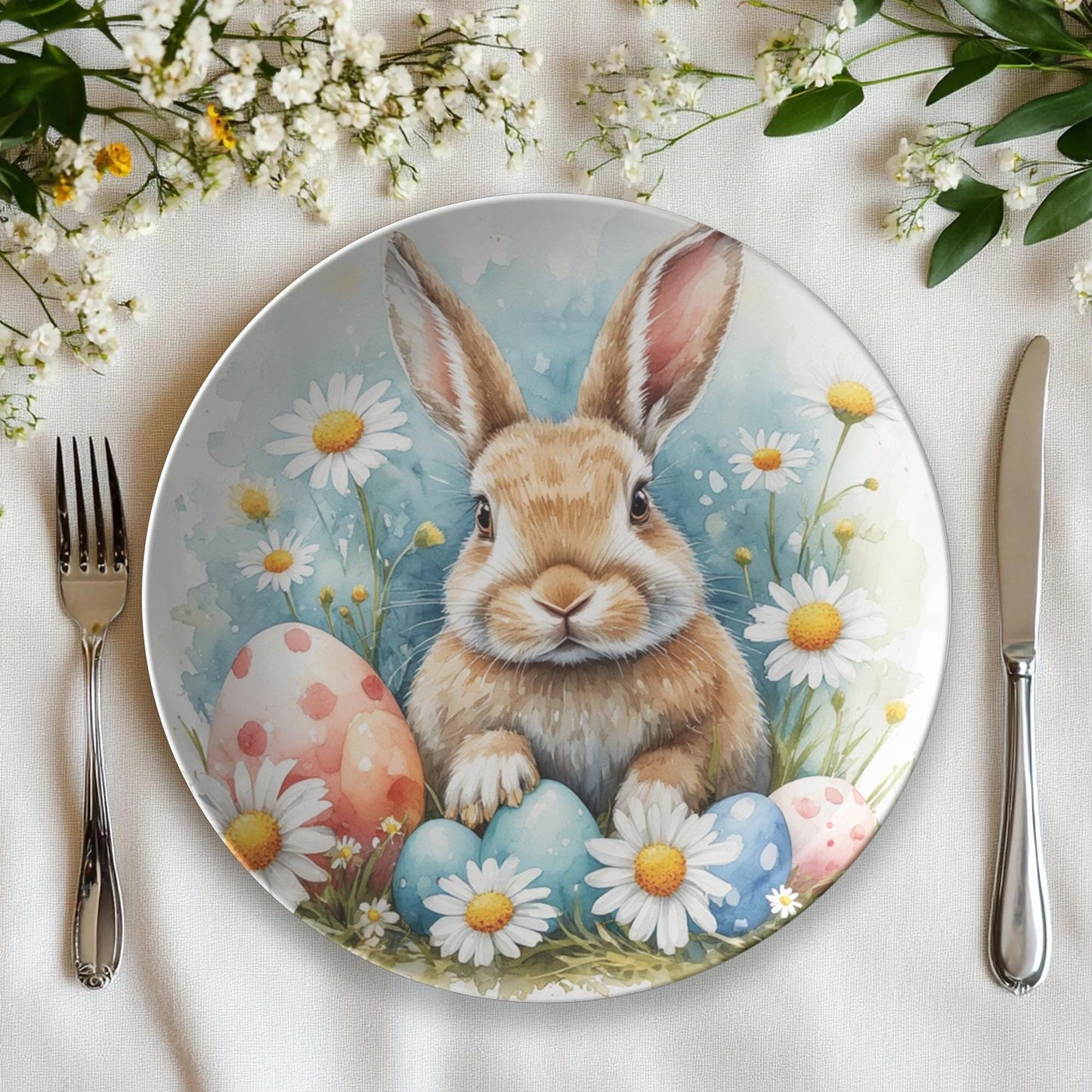 Easter Bunny Dinner Plates - Spring Holiday Tableware ThermoSaf Set for Family Celebrations