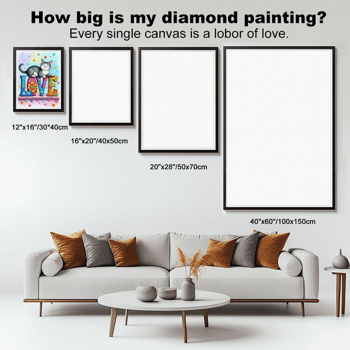 Kitty Love DIY Diamond Painting Kit No Frame Cat Art Craft Project