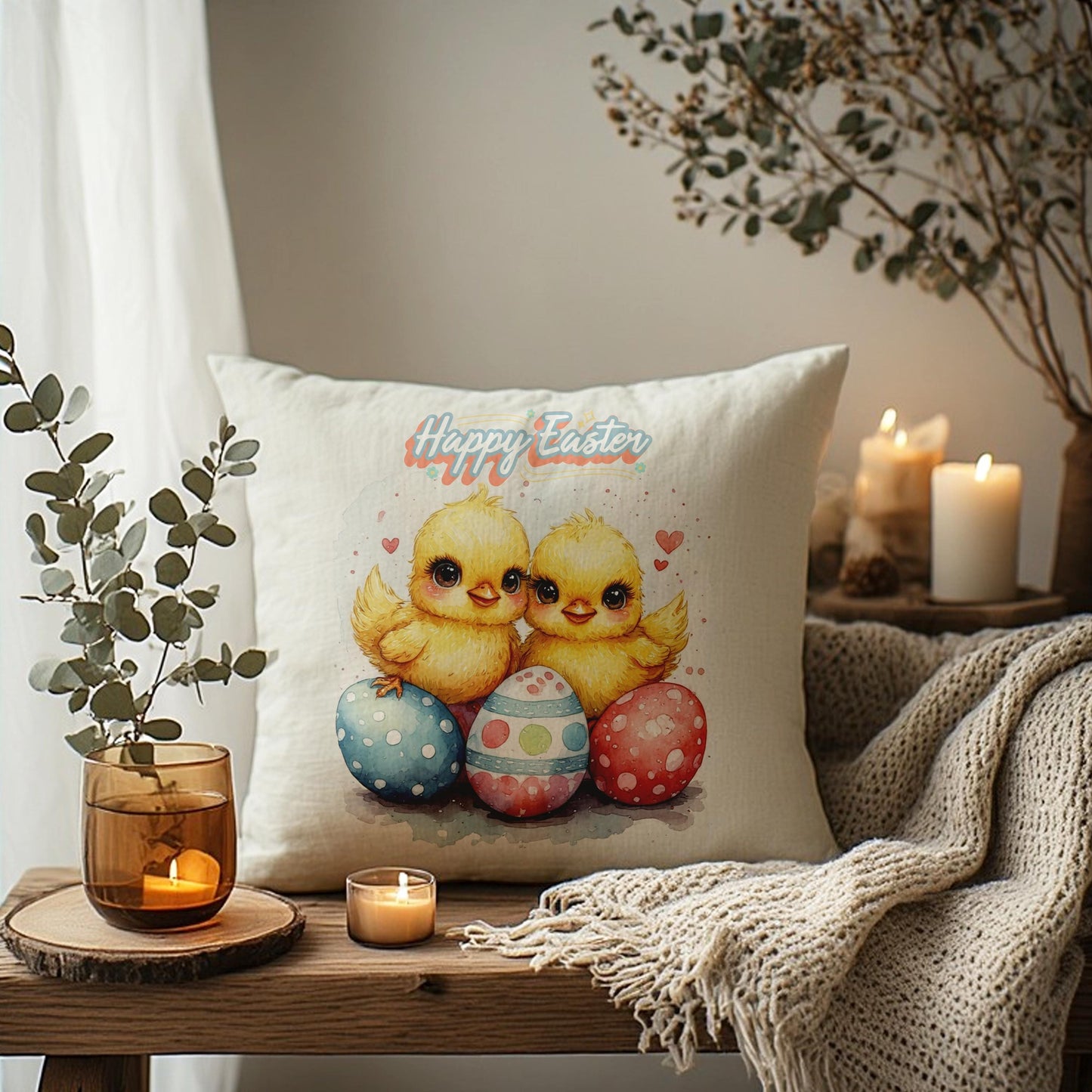 Easter Chicks Faux Suede Square Pillowcase - Spring Holiday Home Decor Throw Pillow Cover