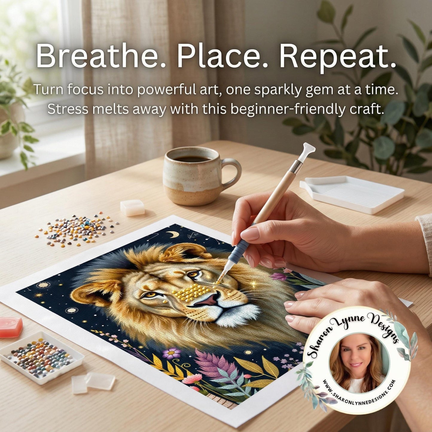 Lion DIY Diamond Painting Kit No Frame - 5D Crystal Art Craft Project Home Decor