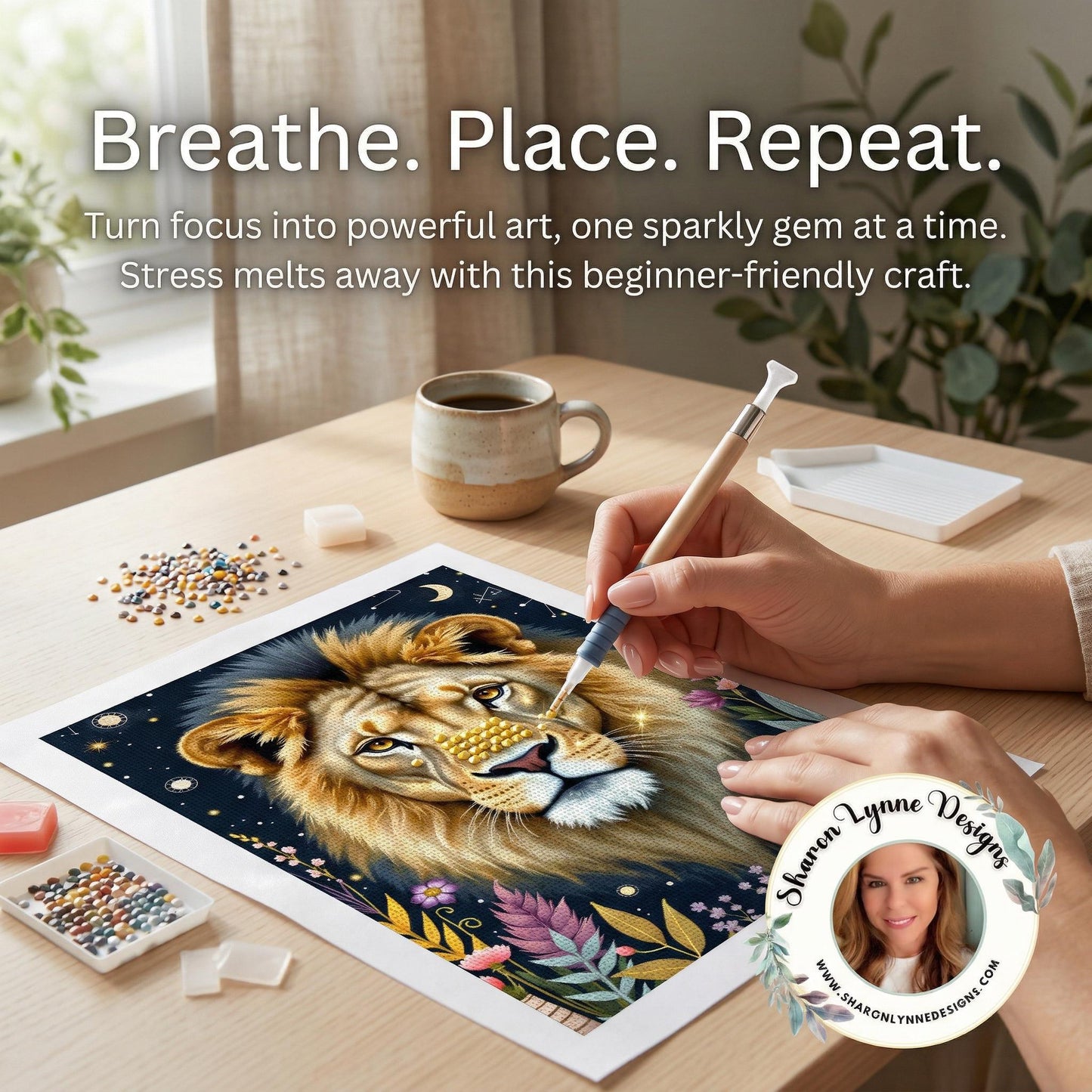 Lion DIY Diamond Painting Kit No Frame - 5D Crystal Art Craft Project Home Decor