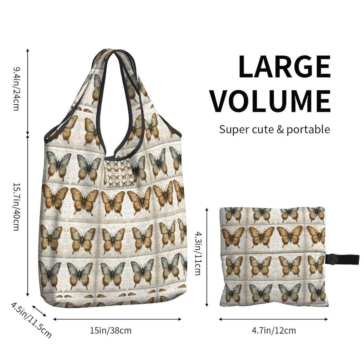 Butterfly Folding Reusable Grocery Shopping Bags - Compact Eco-Friendly Tote Market Carry Storage