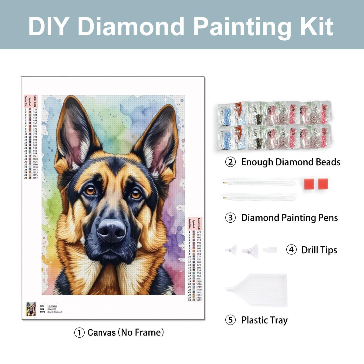 German Shepherd DIY Diamond Painting Kit - No Frame Included - Dog Art Craft Project