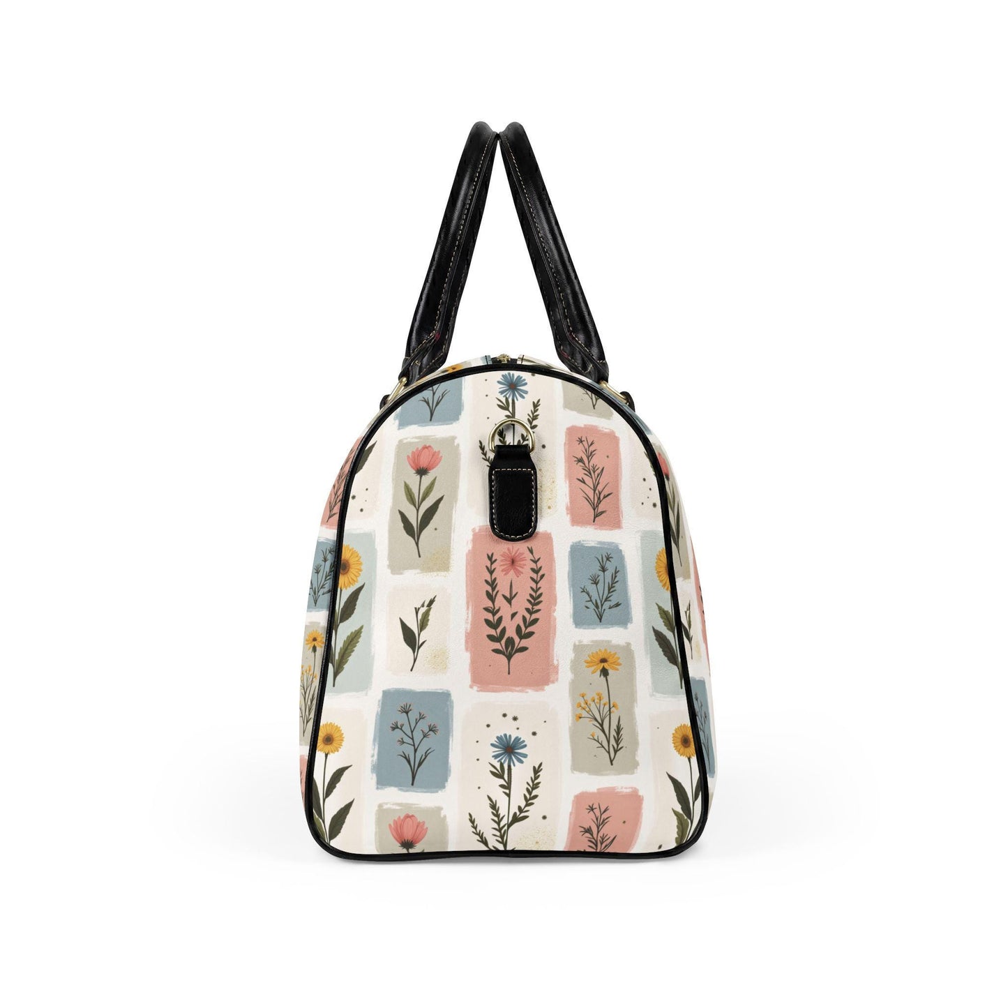 Floral Leather Travel Bag Women Boho Weekend Duffel Weekender Gift Carry-On Vintage Overnight