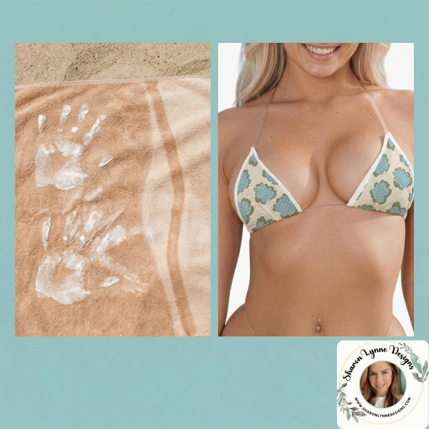 Blue Green Bikini Transparent Clear Straps Two Piece Swimsuit Beach Women's Bathing Suit