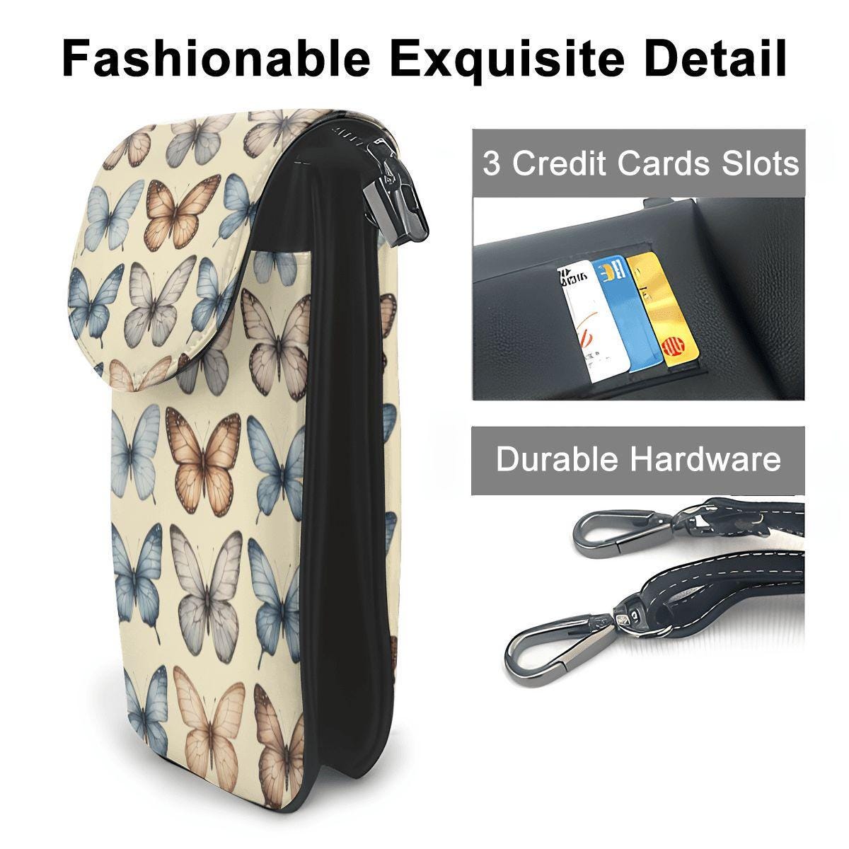 Butterfly Crossbody Cell Phone Purse - Small Travel Bag with Adjustable Strap for Women