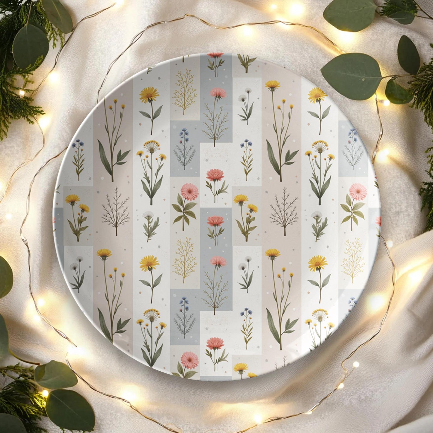 Spring Flower Dinner Plates - Floral Dinnerware Set for Kitchen Dining Table Decor