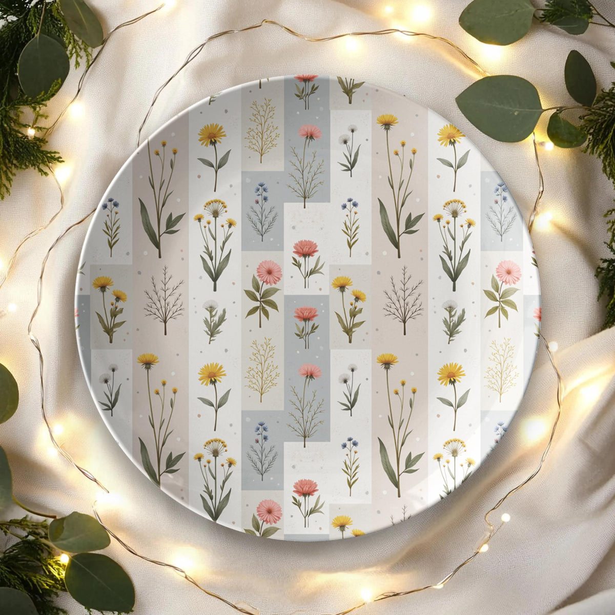 Spring Flower Dinner Plates - Floral Dinnerware Set for Kitchen Dining Table Decor
