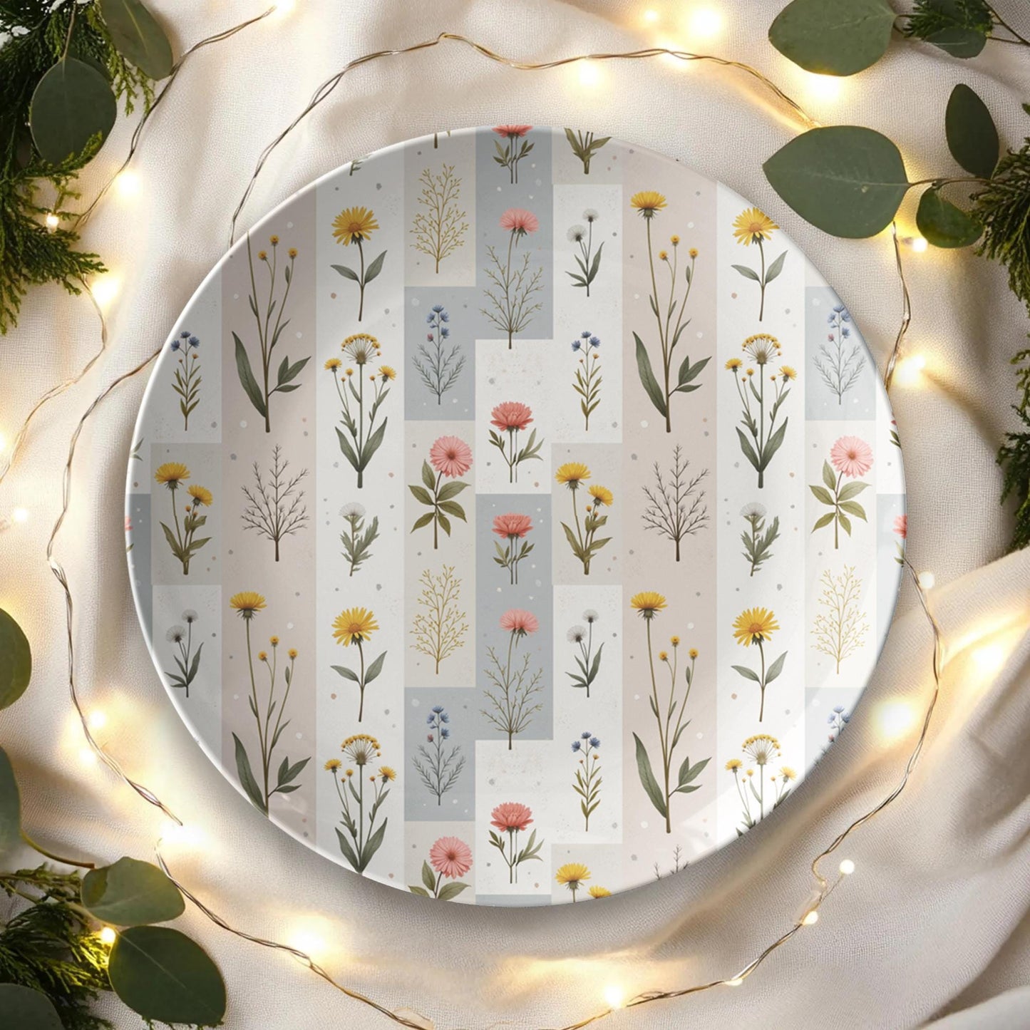Spring Flower Dinner Plates - Floral Dinnerware Set for Kitchen Dining Table Decor
