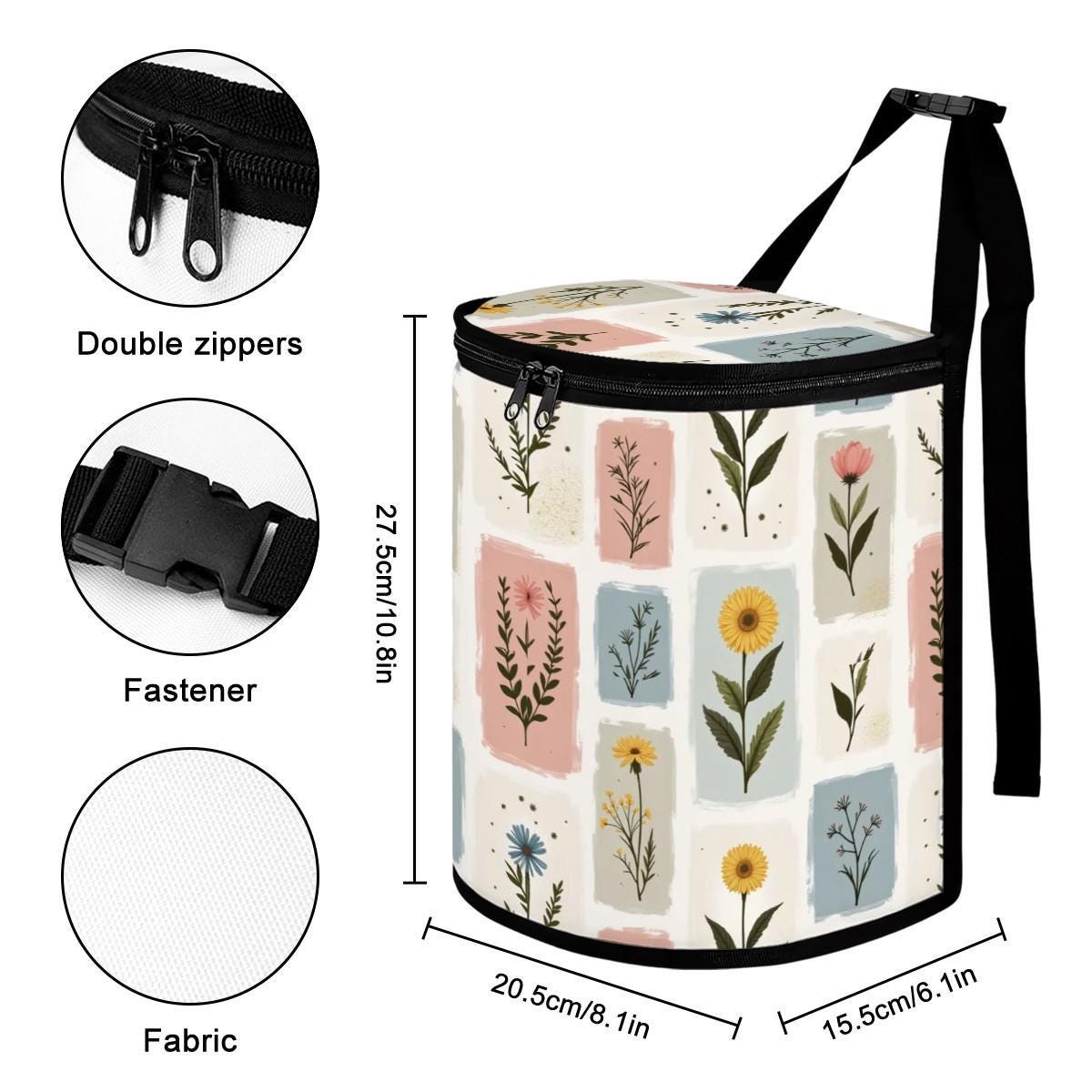 Floral Bucket-Shaped Car Trash Bag - Vehicle Waste Container Organizer for Auto Interior