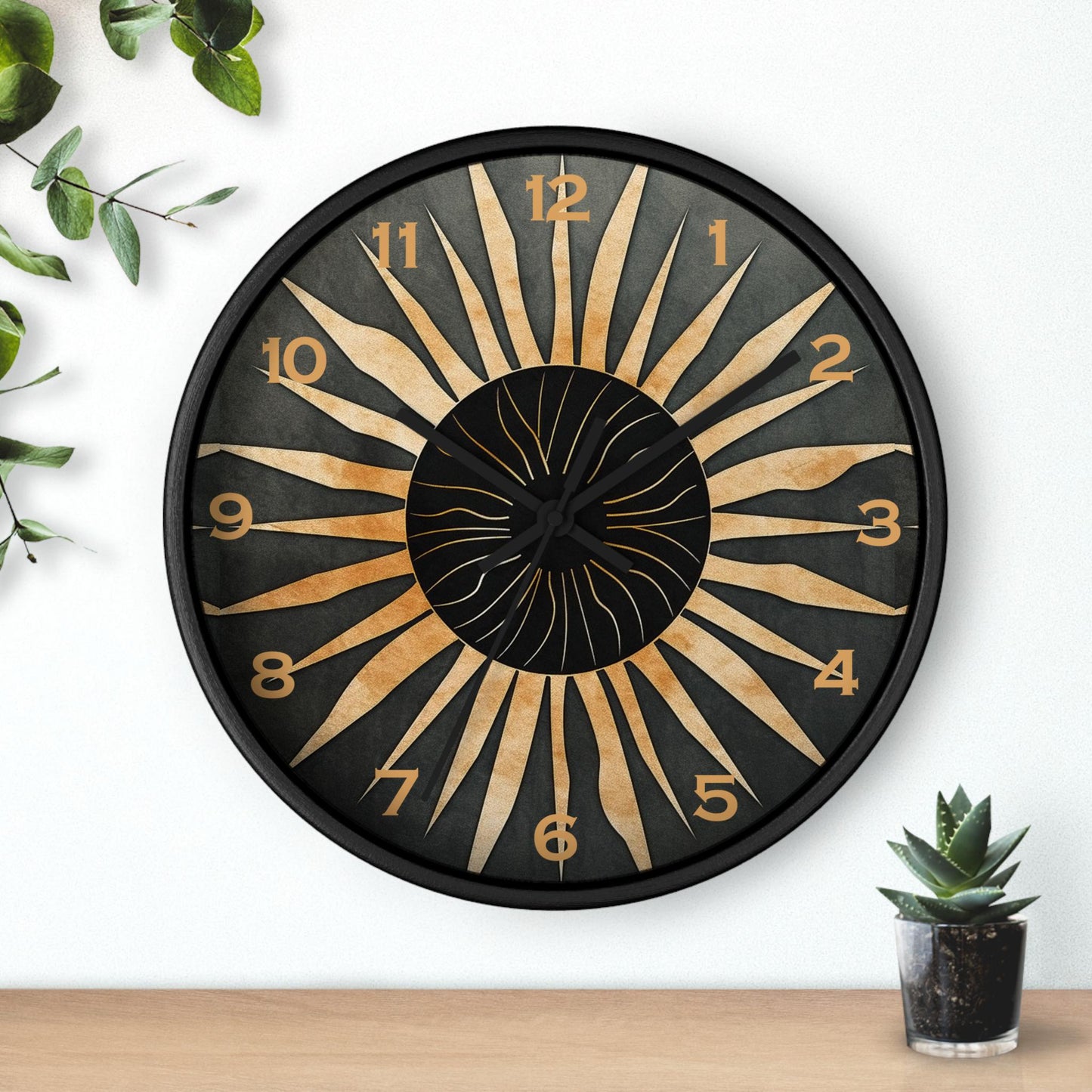 Retro Sunburst Wall Clock - Bohemian Decor, Host Gift, Decorative Timepiece for Entryway