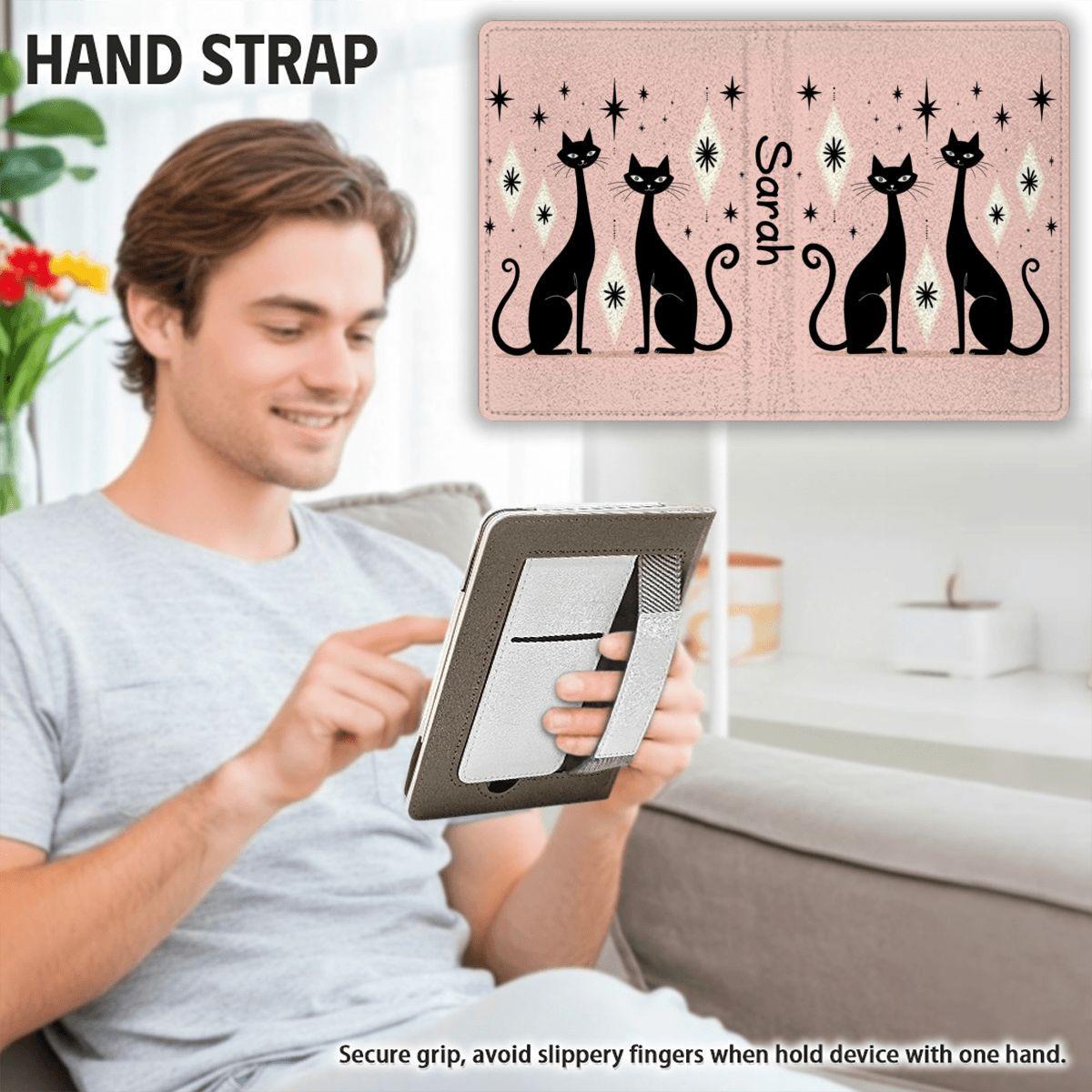 Pink Retro Cat E-Reader Case - Vintage Kitten Book Cover Protection Sleeve