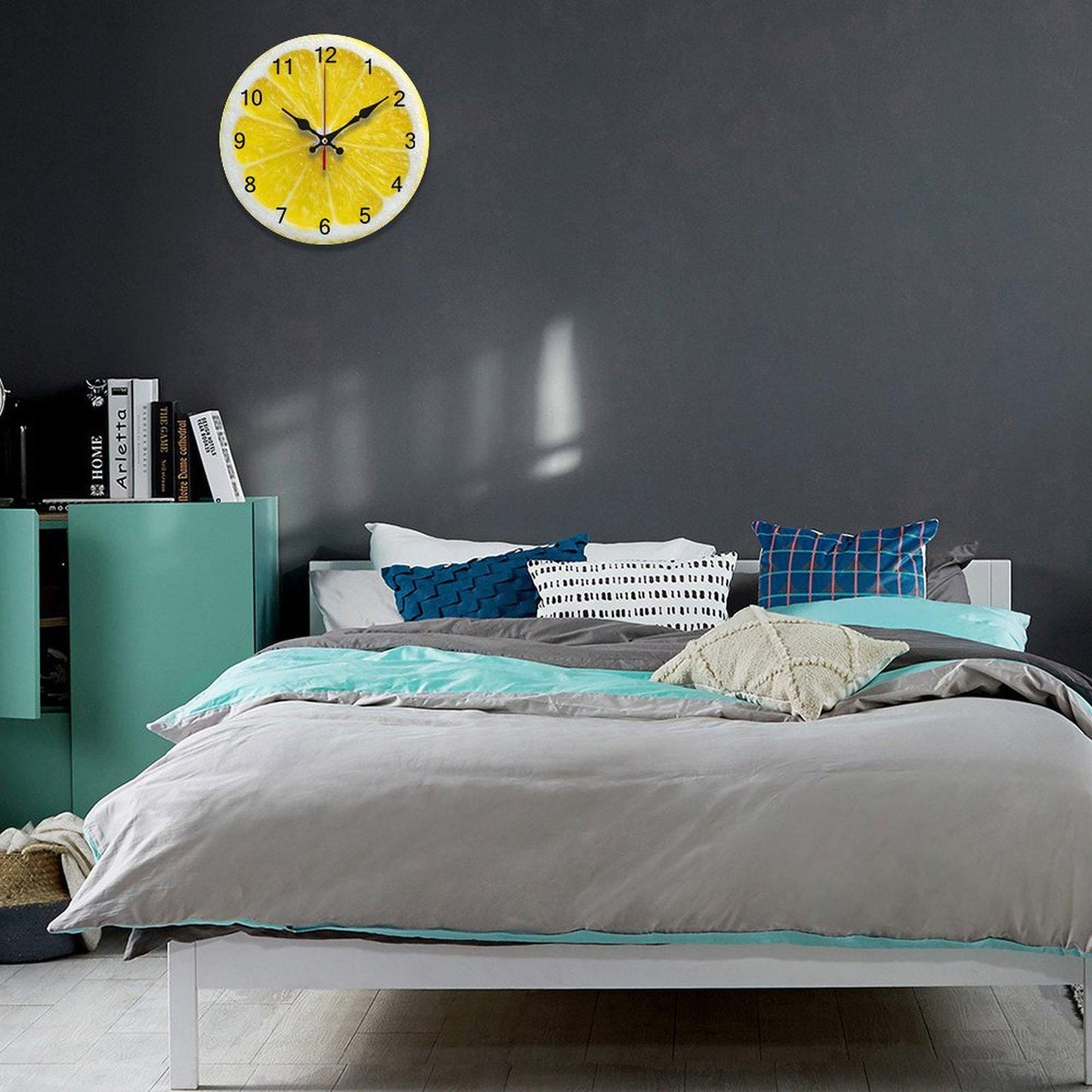 Lemon Slice Wooden Wall Clock – Vibrant Citrus Kitchen Decor, Silent Timepiece