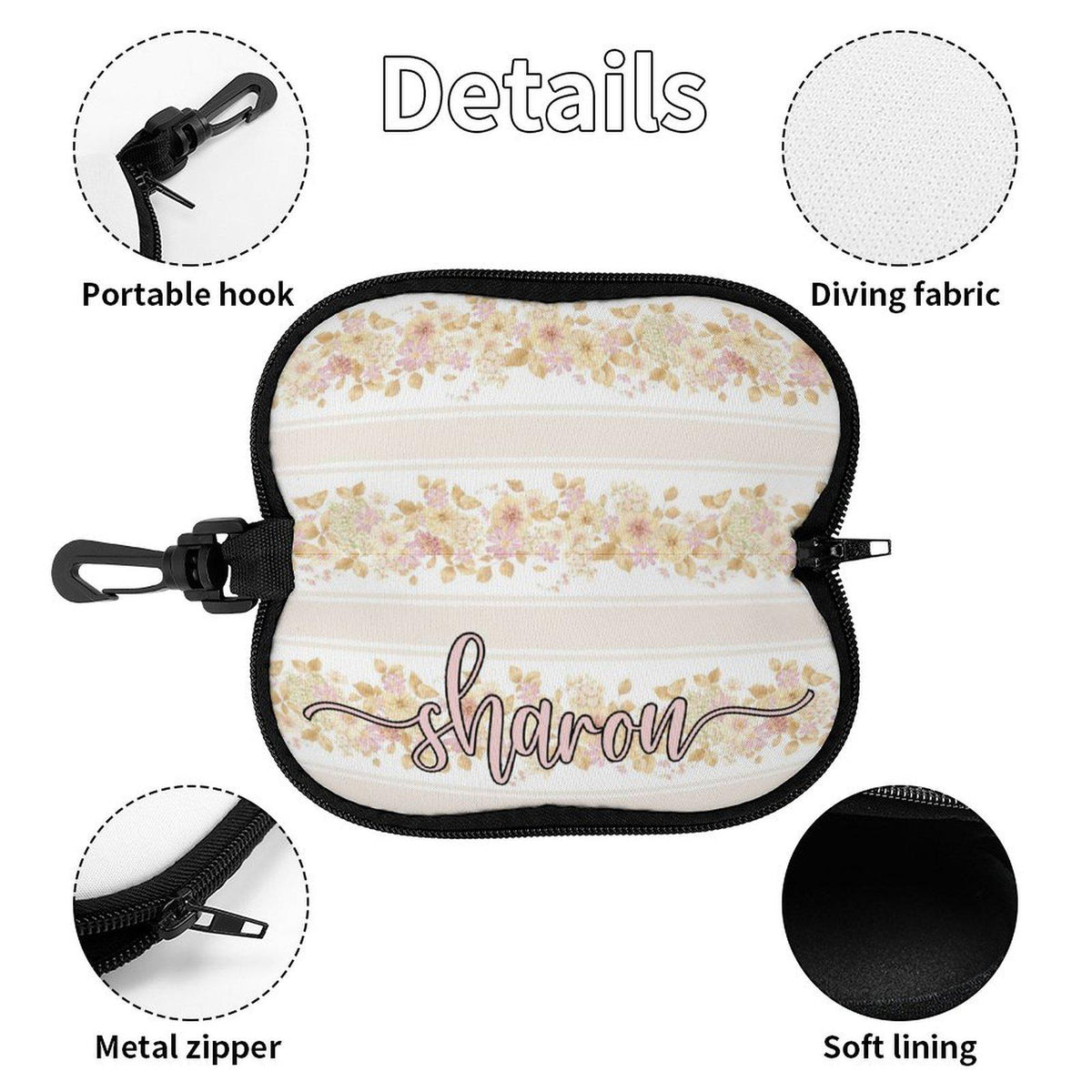 Custom Name Eyeglass Case with Zipper | Neoprene Fabric, Micro-Velvet Lining