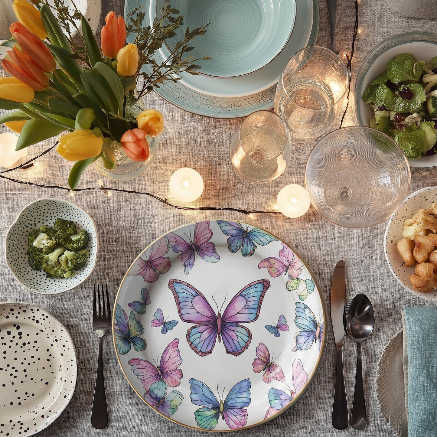 Butterfly Dinner Plates - Dinnerware Collection for Spring Table Setting & Home Decor