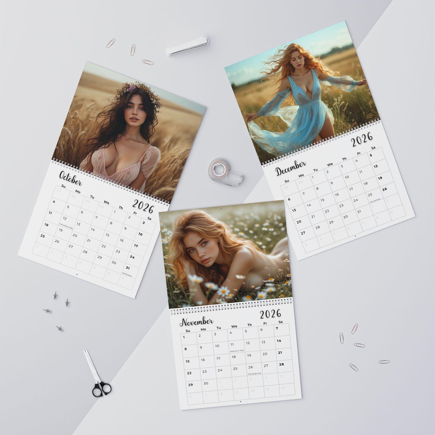 Fields of Desire Calendar , Female Art Monthly Planner Home Office Decor Gift Her