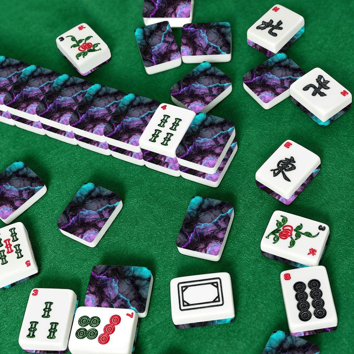 Neon Marble American Mahjong Tiles Set | Vibrant Glowing Acrylic 166-Piece Game Collection