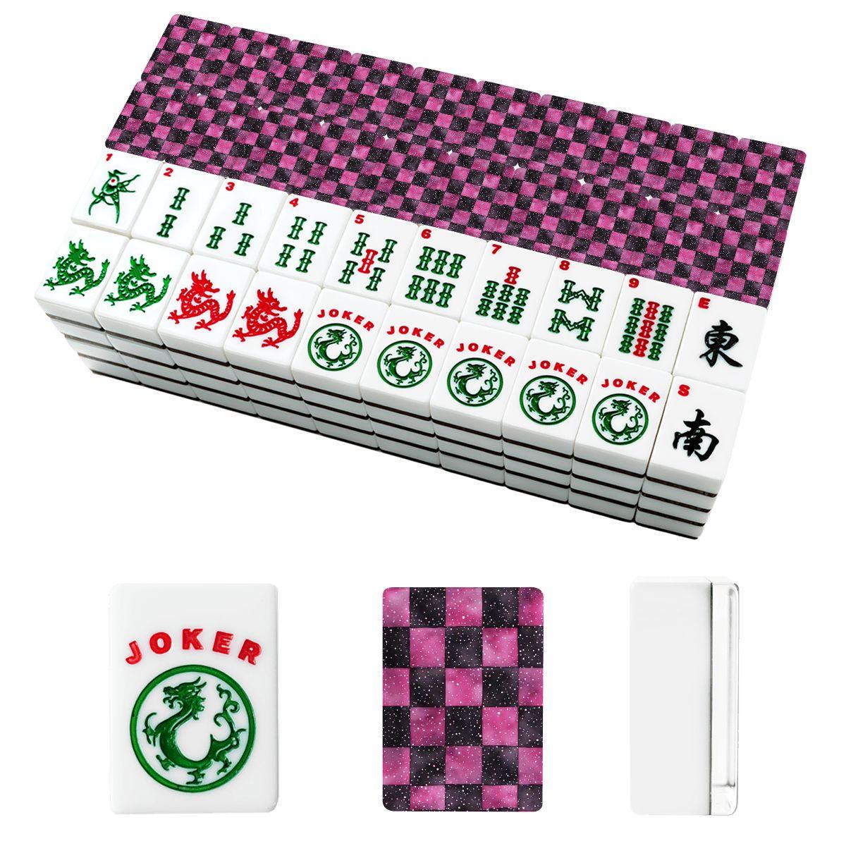 Checkered Mahjong Tiles Set - Modern Game Pieces