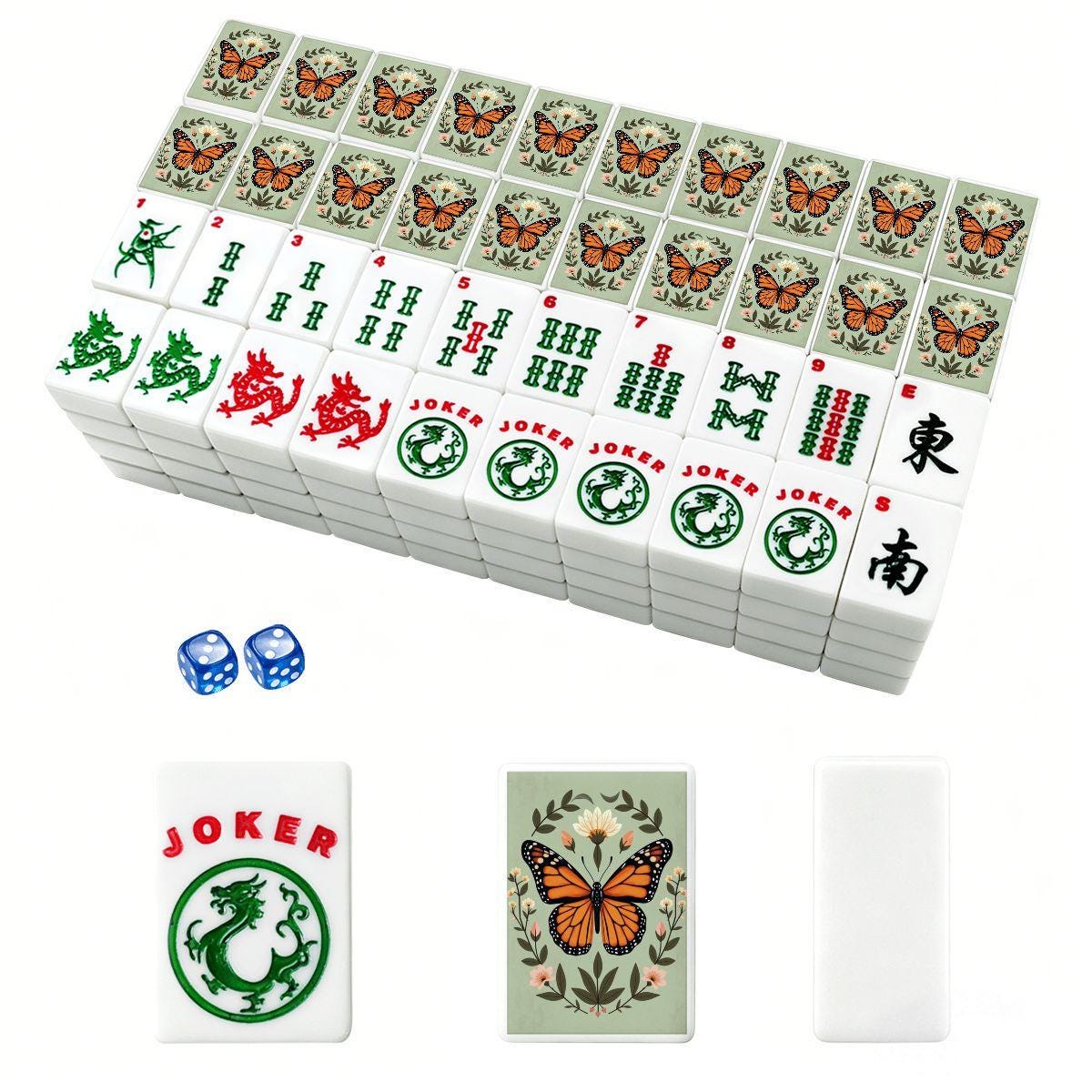Butterfly Mahjong Tiles Set – Acrylic American Mahjong Game Pieces