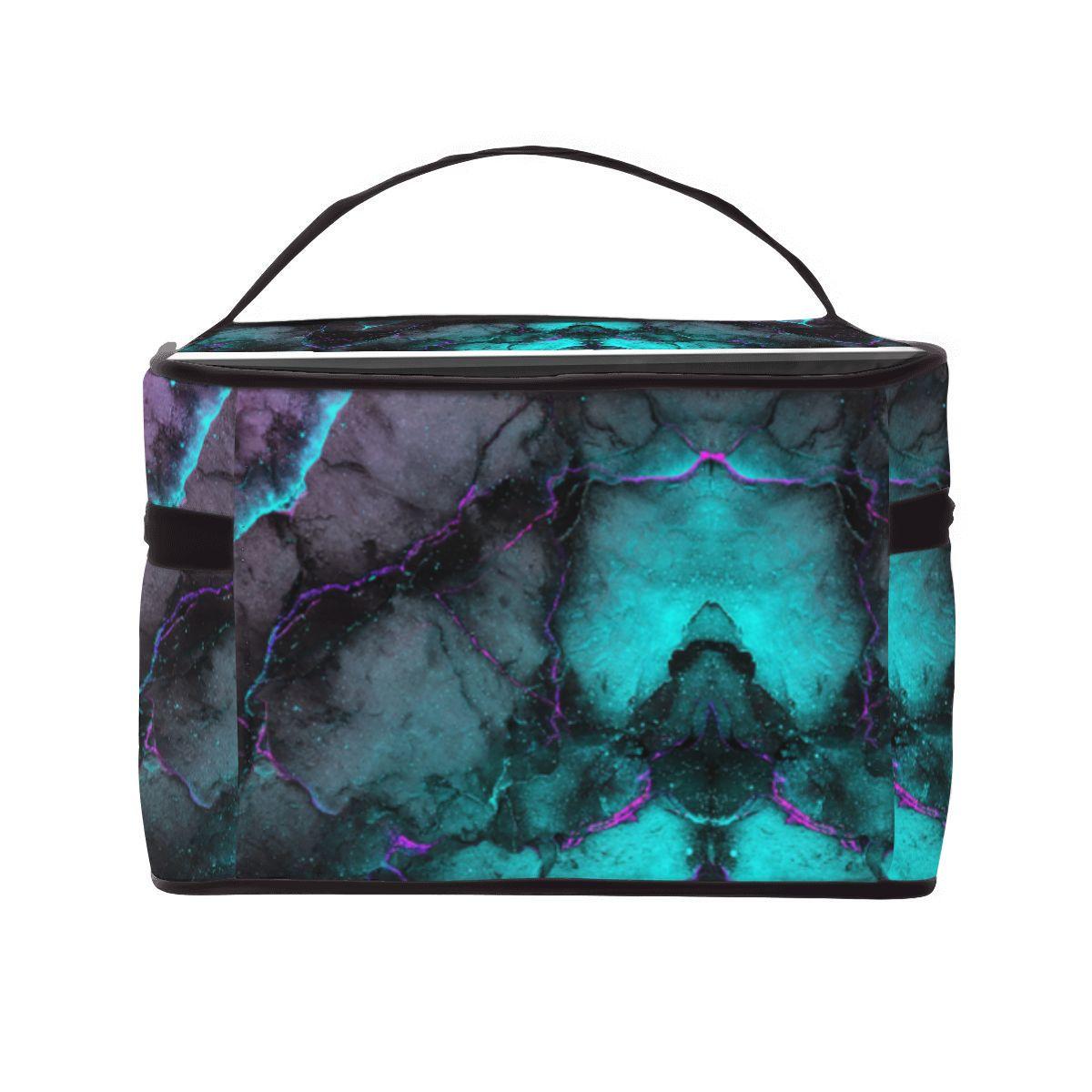 Neon Marble Portable Mahjong Bag - Travel Storage Case Organizer for Tiles Game Set Accessories