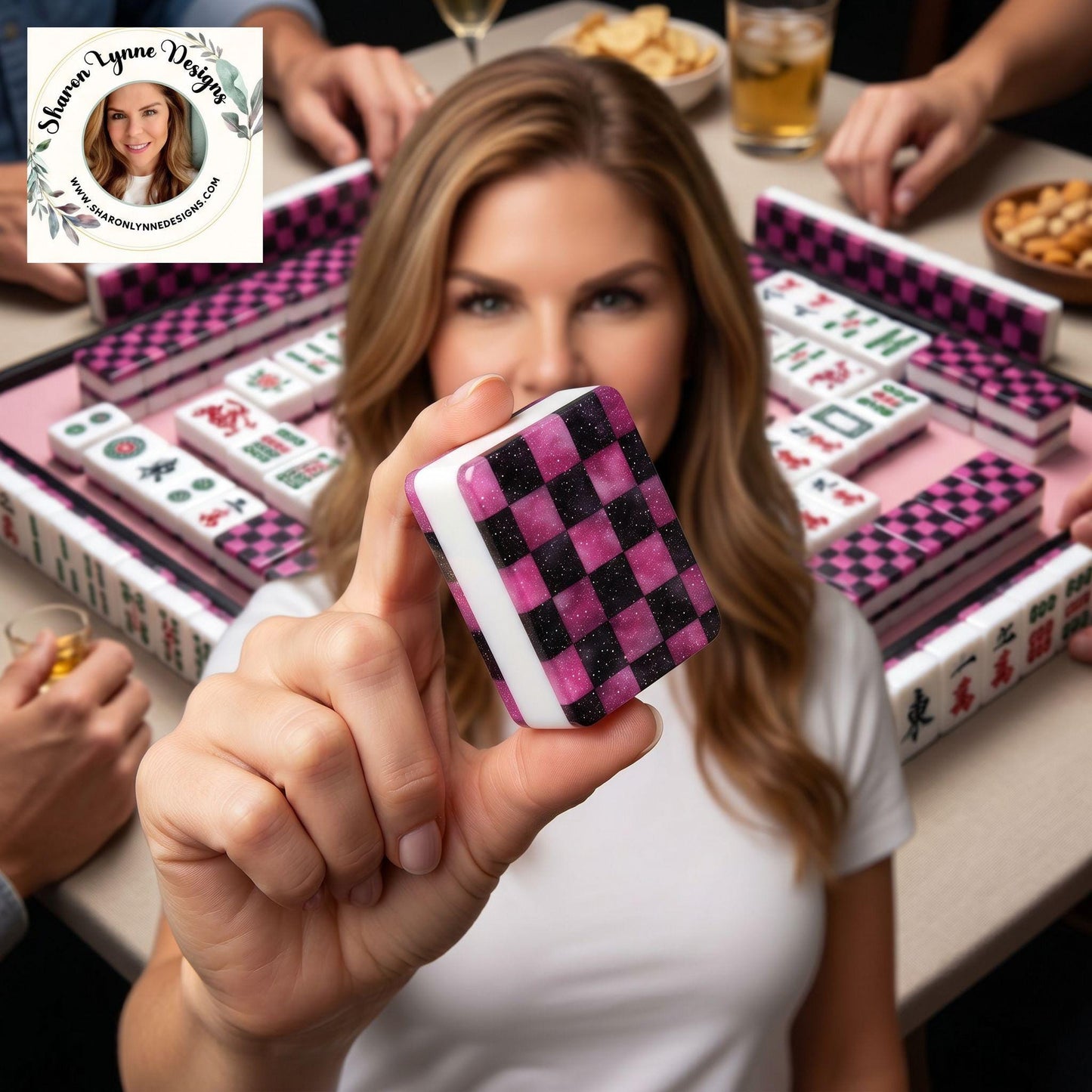 Checkered Mahjong Tiles Set - Modern Game Pieces