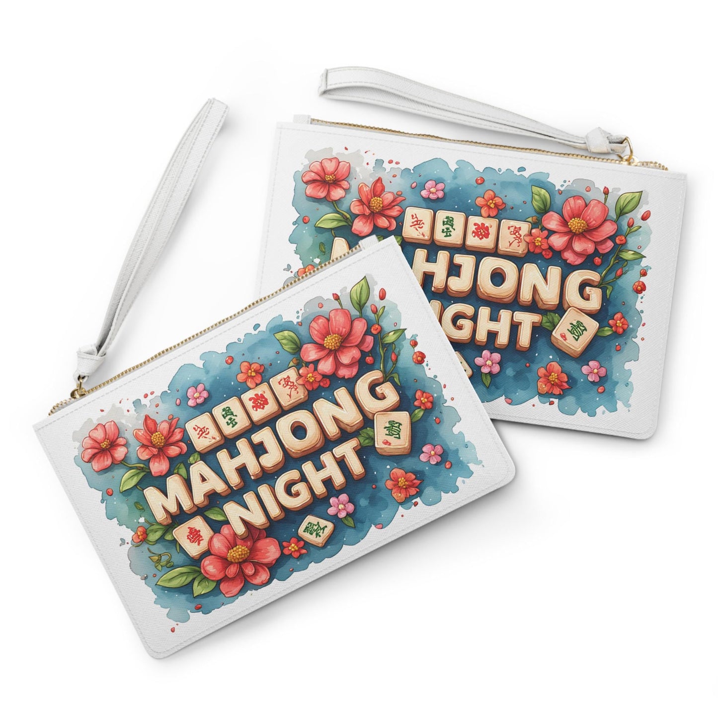 Floral Mahjong Tiles Clutch Bag | Game Night Wristlet