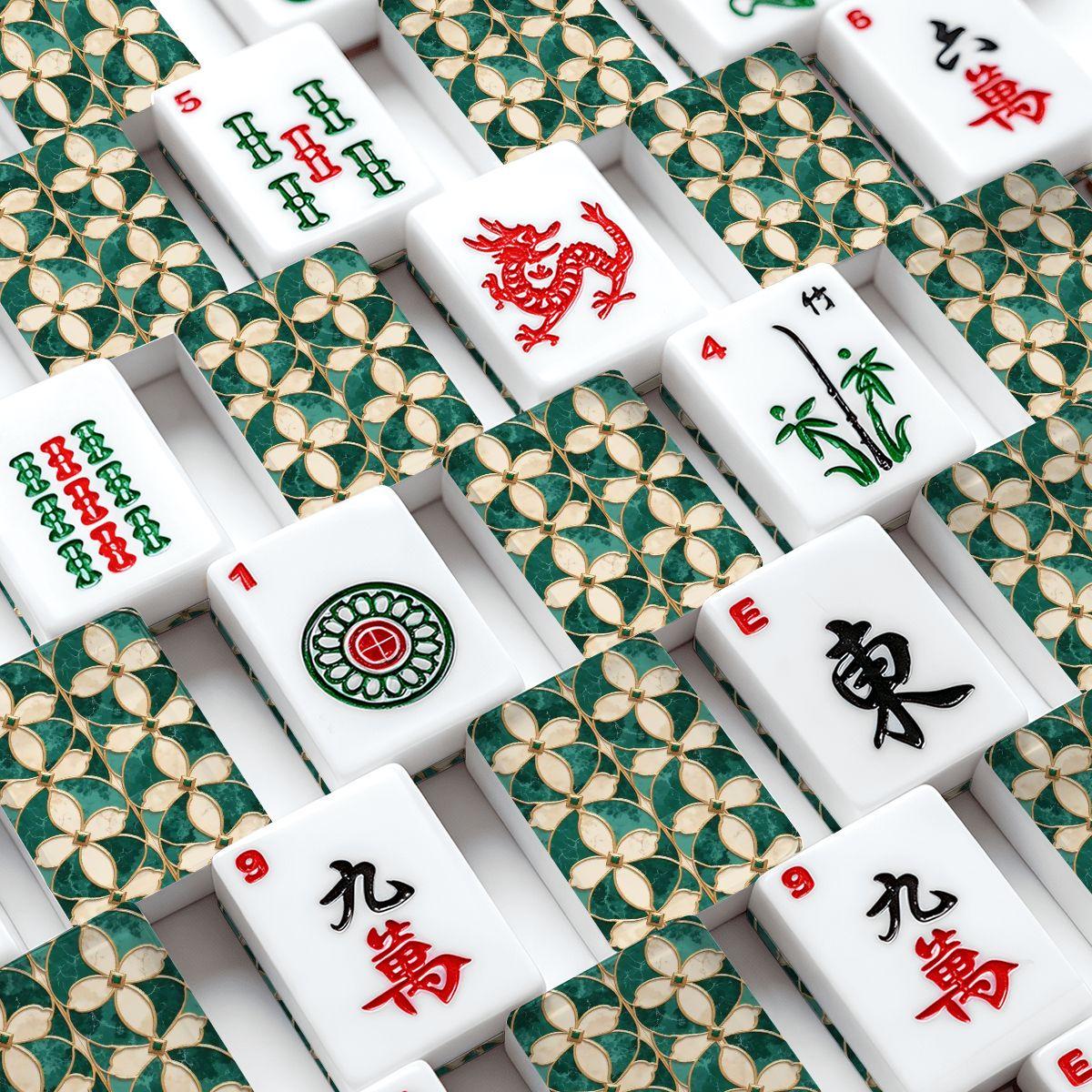Emerald Green American Mahjong Game Set - Tile Board Strategy Family Fun