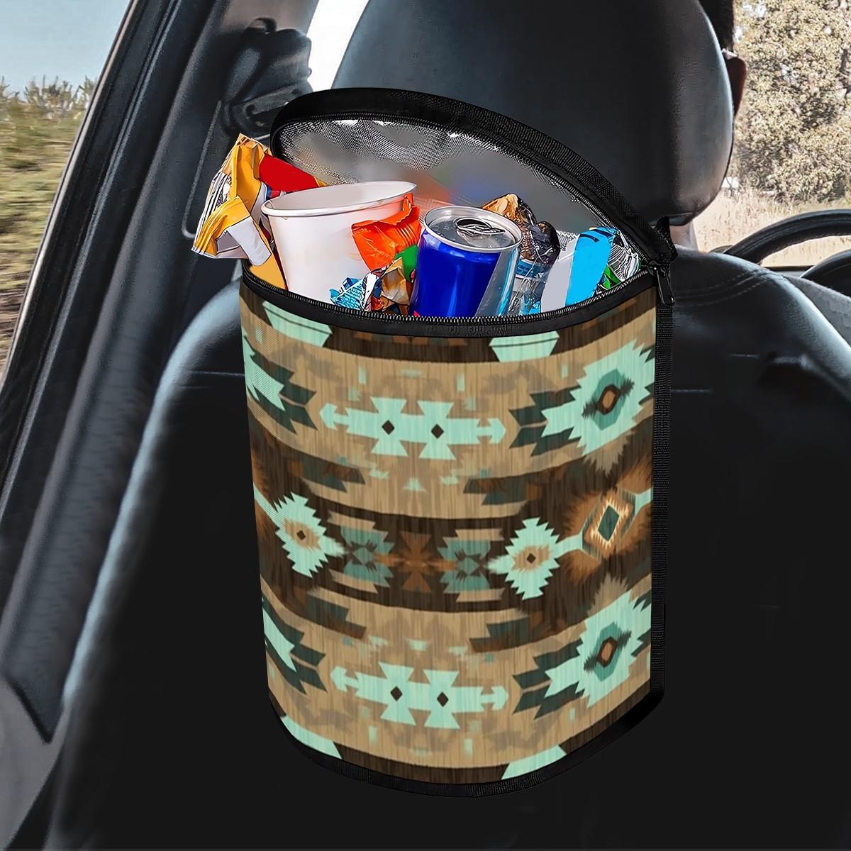 Native Bucket-Shaped Car Trash Bag - Automotive Waste Container Organizer