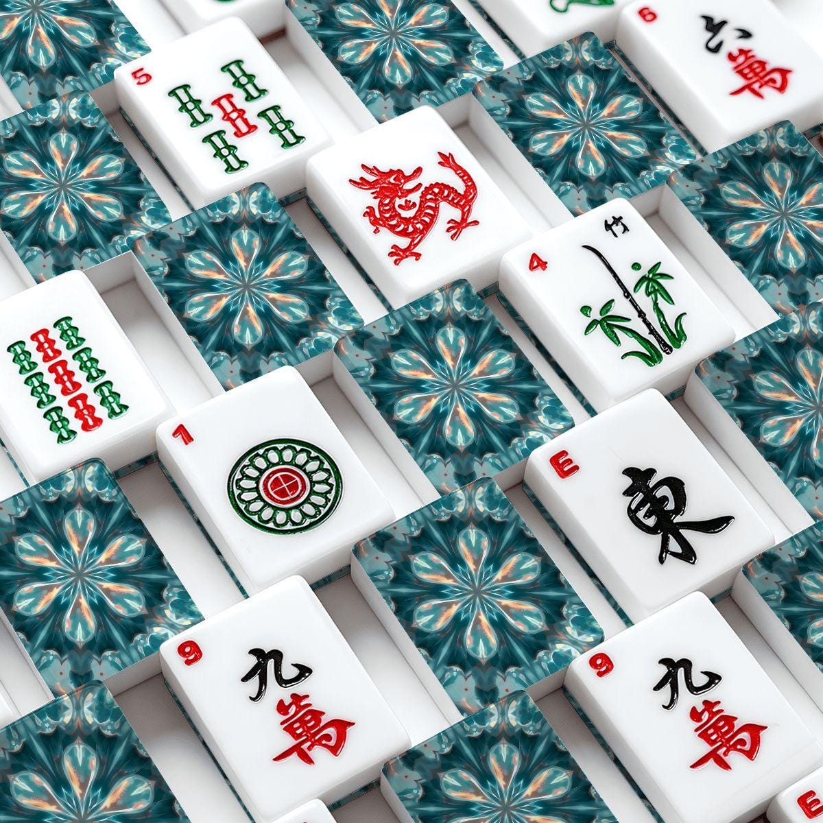 Flower Jewel American Mahjong Tiles Set - Decorative Gaming Pieces for Traditional Table Games