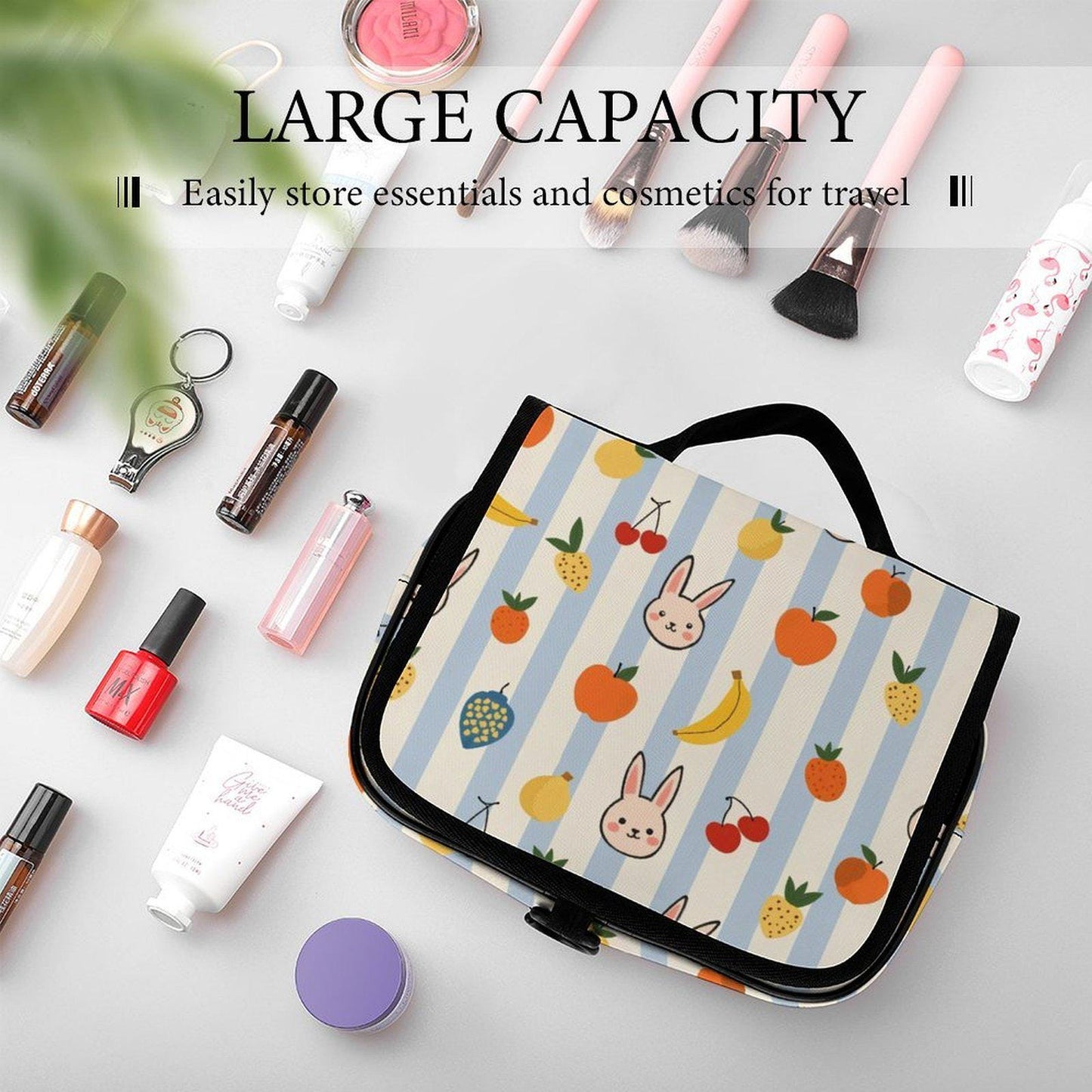 Bunny Travel Toiletry Bag - Rabbit Cosmetic Organizer Pouch for Women