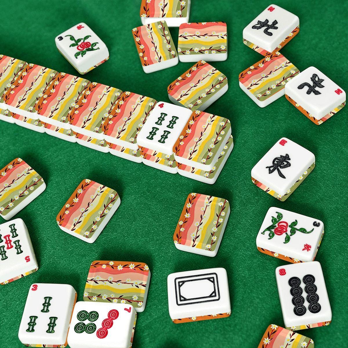Climbing Daisies American Mahjong Tiles Set - Floral Game Pieces