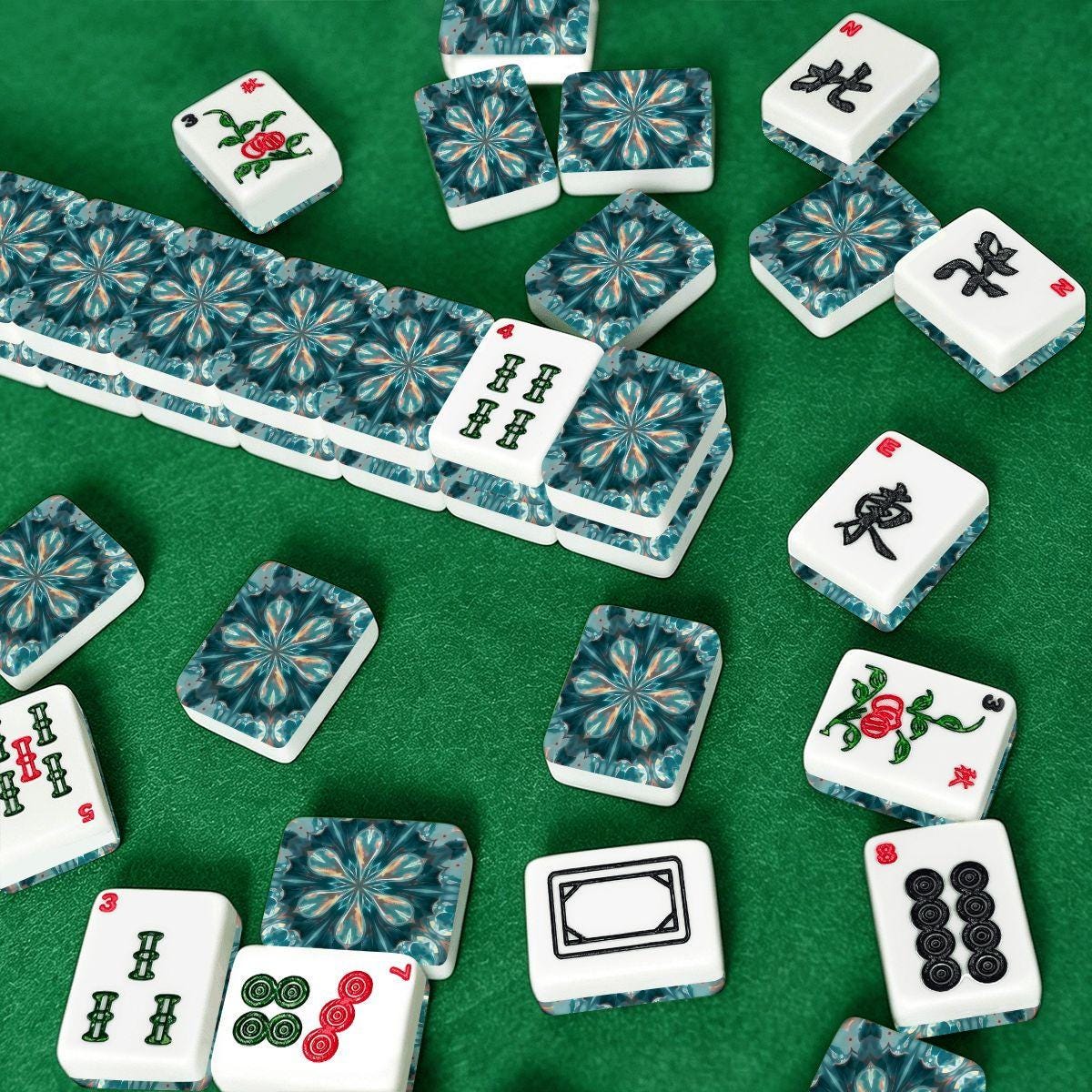 Flower Jewel American Mahjong Tiles Set - Decorative Gaming Pieces for Traditional Table Games