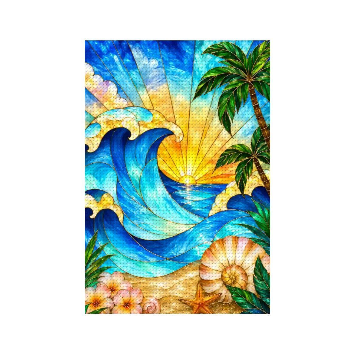 Ocean Seaside Diamond Painting Kit with Frame | DIY Relaxing Craft Gift for Ocean Lovers