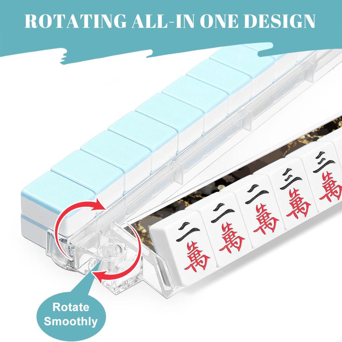 Black Gold Marble Mahjong Tile Pusher Racks – 4 Piece Acrylic Set