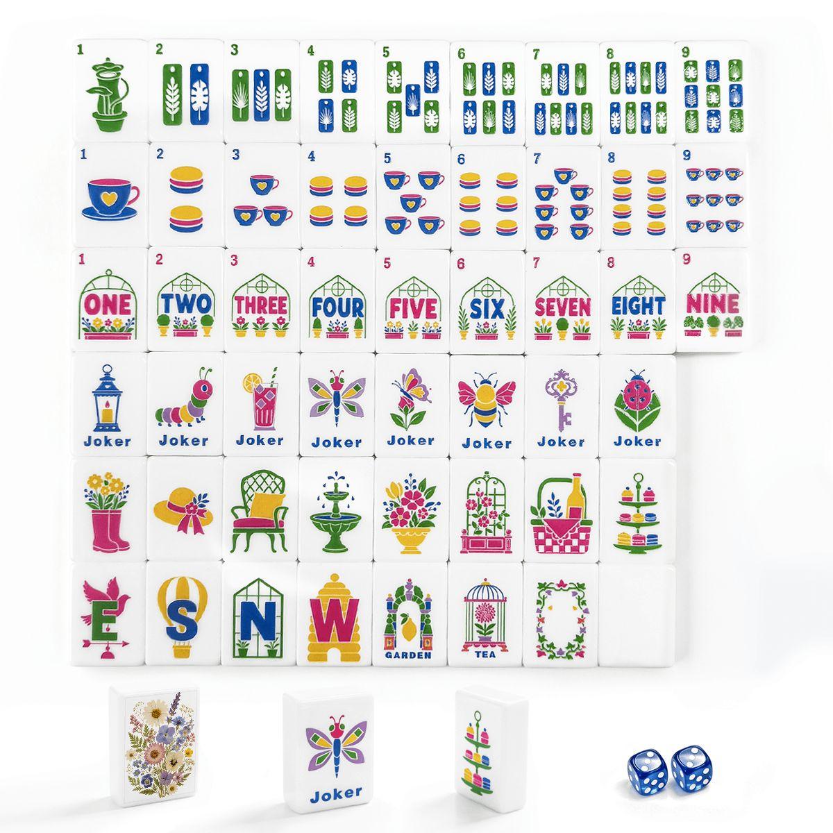 Dried Flower Mahjong Tiles Set | Floral Garden Style Acrylic Mahjong Game