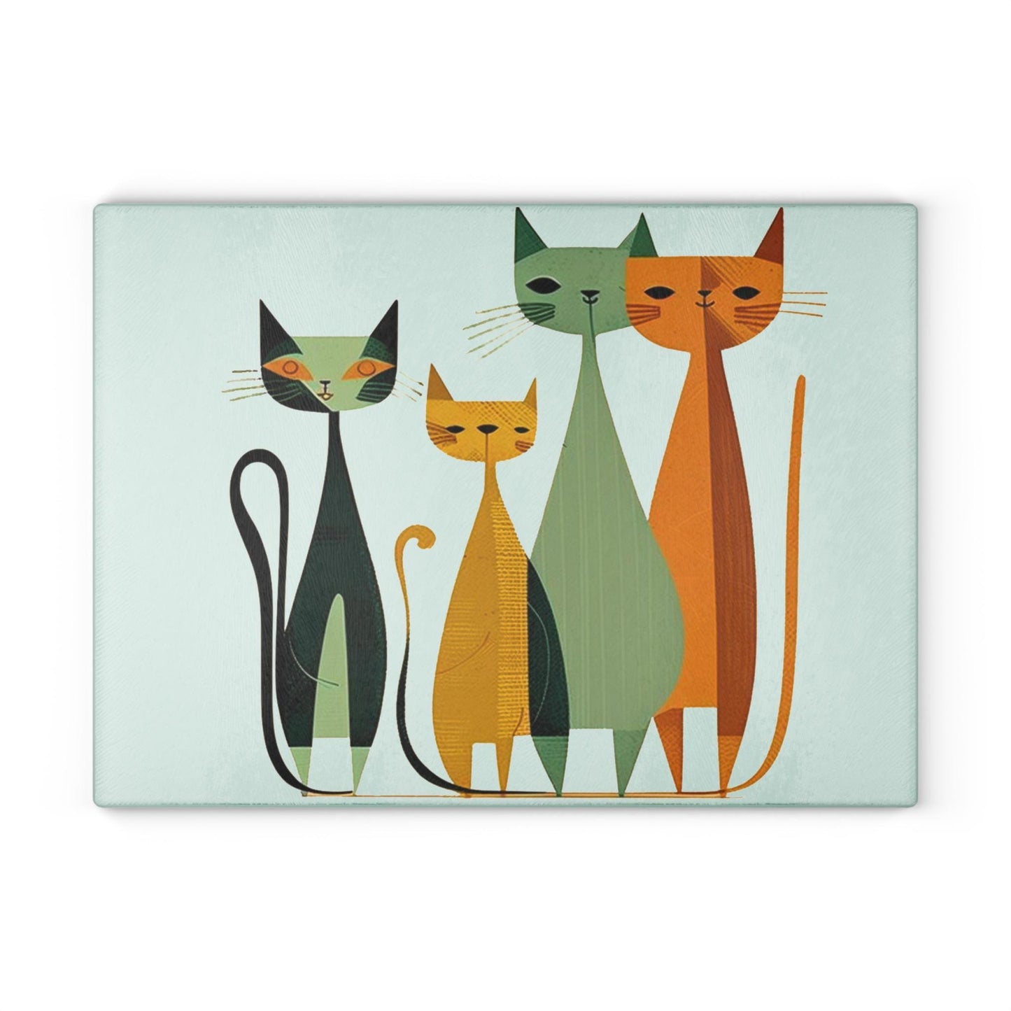 Mid Century Modern Cat Glass Cutting Board, Retro Kitchen Decor