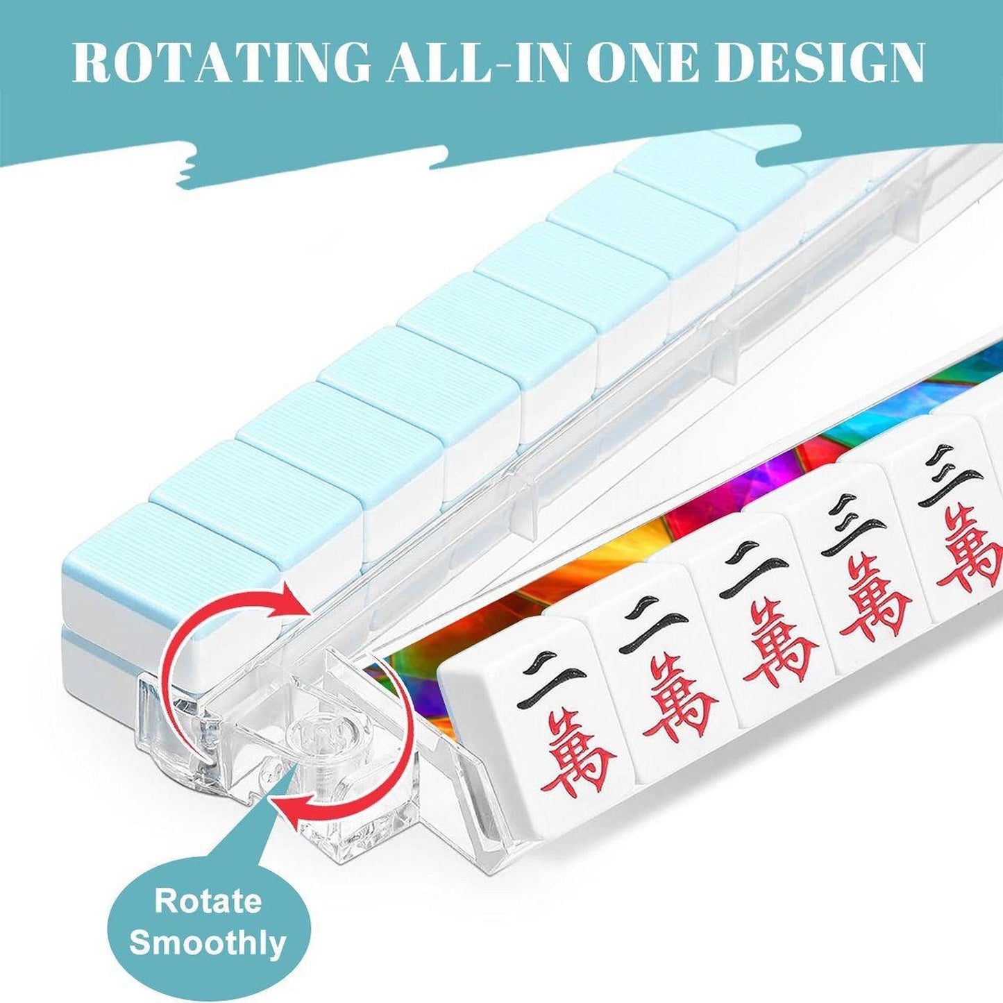 Mahjong Tile Pushers – Set of 4 Prism Radiance Acrylic Racks with Rainbow Design