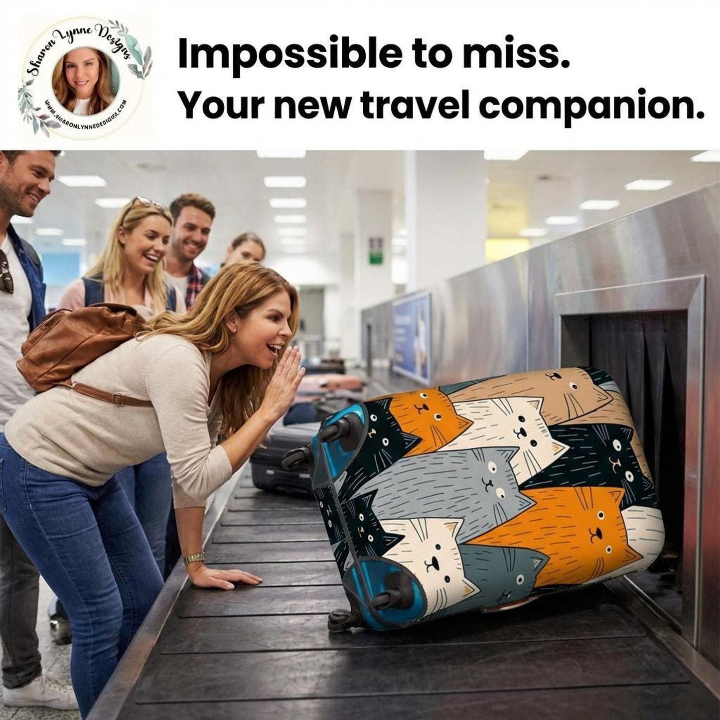 Cat Luggage Cover - Durable Suitcase Protector with Double-Sided Cat Design