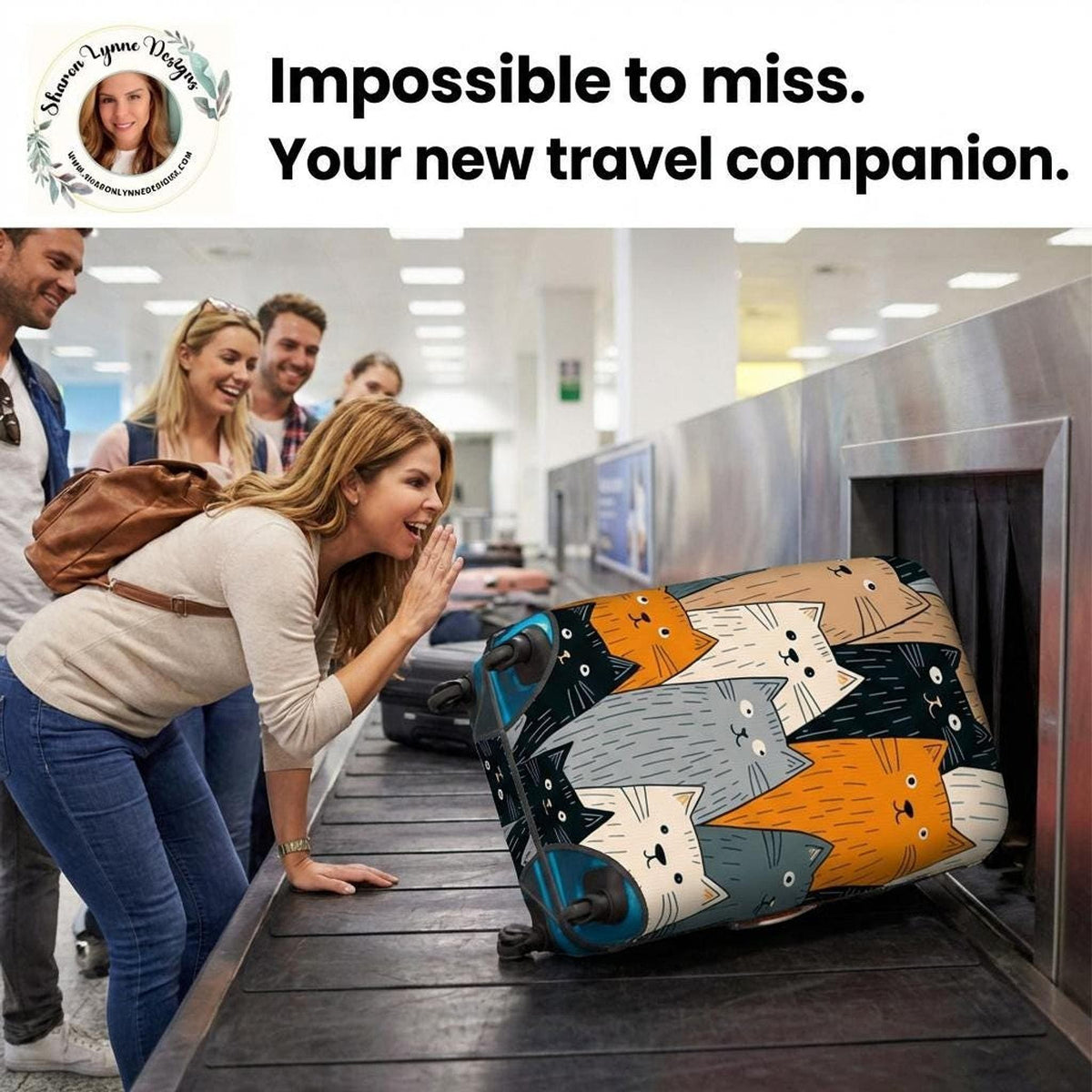 Cat Luggage Cover - Durable Suitcase Protector with Double-Sided Cat Design