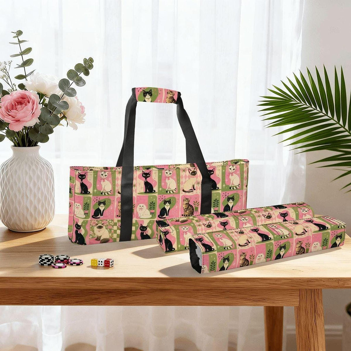 Mahjong Bag Set, Retro Canvas 3-Piece Storage Collection for Game Night