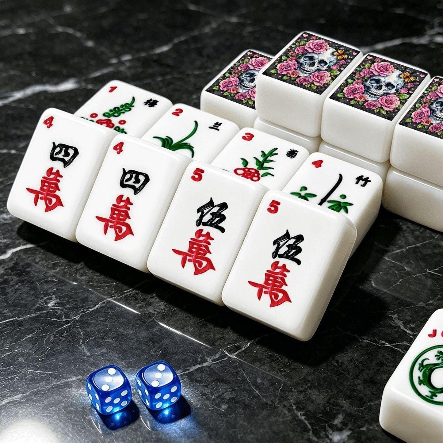 Sugar Skull American Mahjong Tile Set – 166 Piece Acrylic Game Set with Jokers
