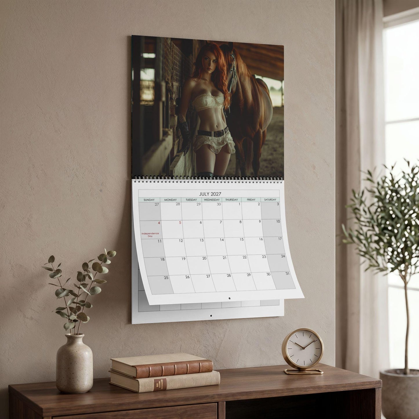 Cowgirl Calendar 2027, Scenic Horse Portraits with Writable Matte Grids