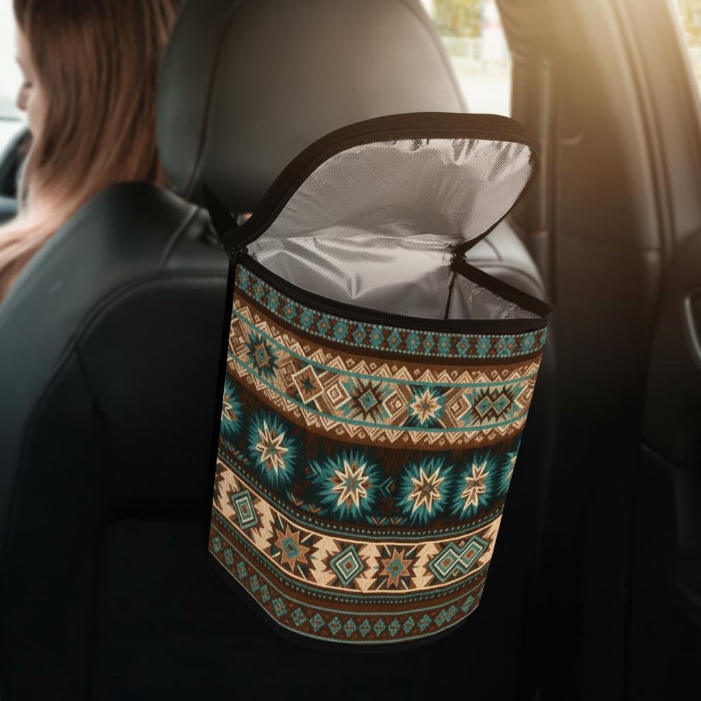 Southwestern Car Bag: Stylish Bucket Trash Bin for Organized Travel