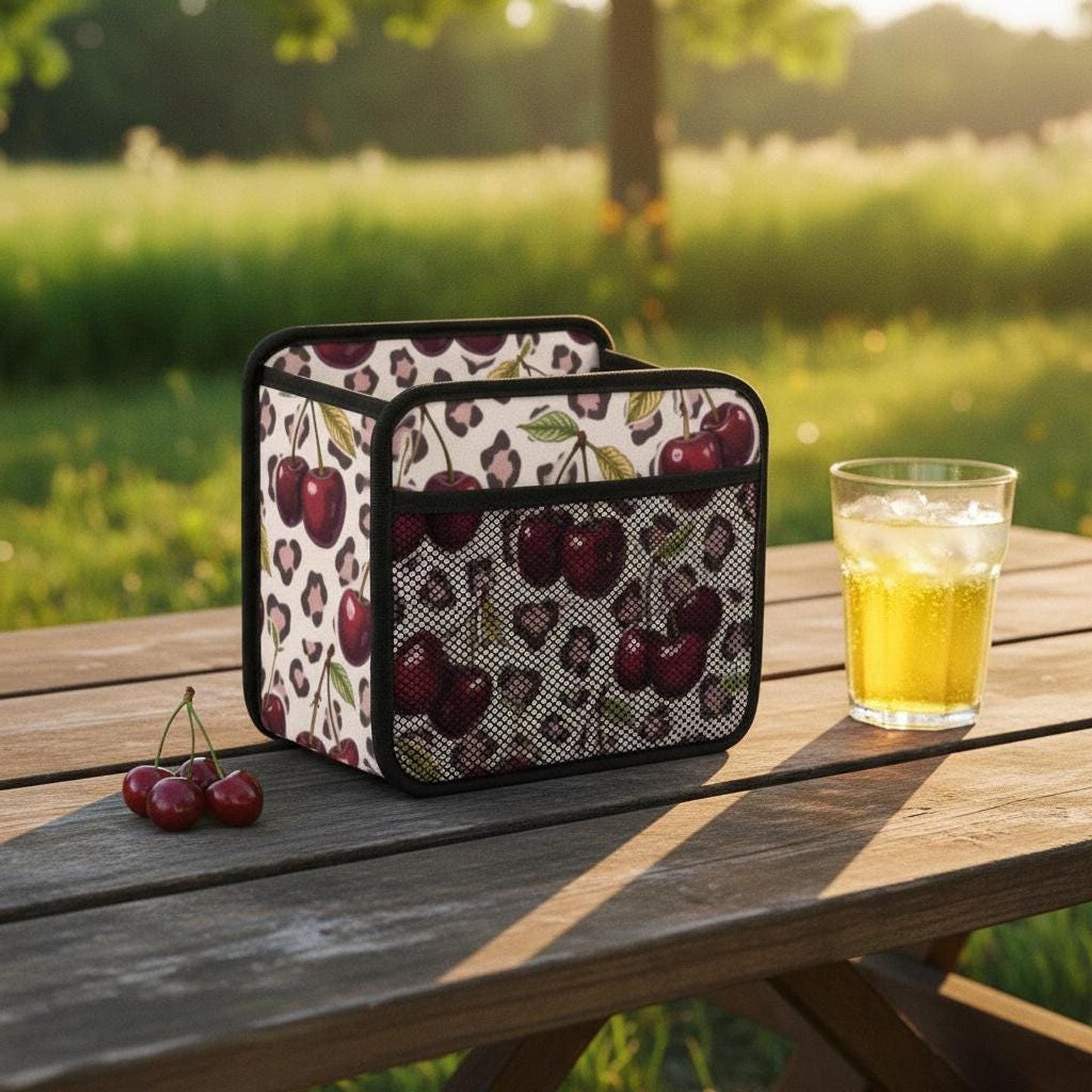 Car Seat Organizer Cherry Storage Bag, PU Leather Backseat Caddy