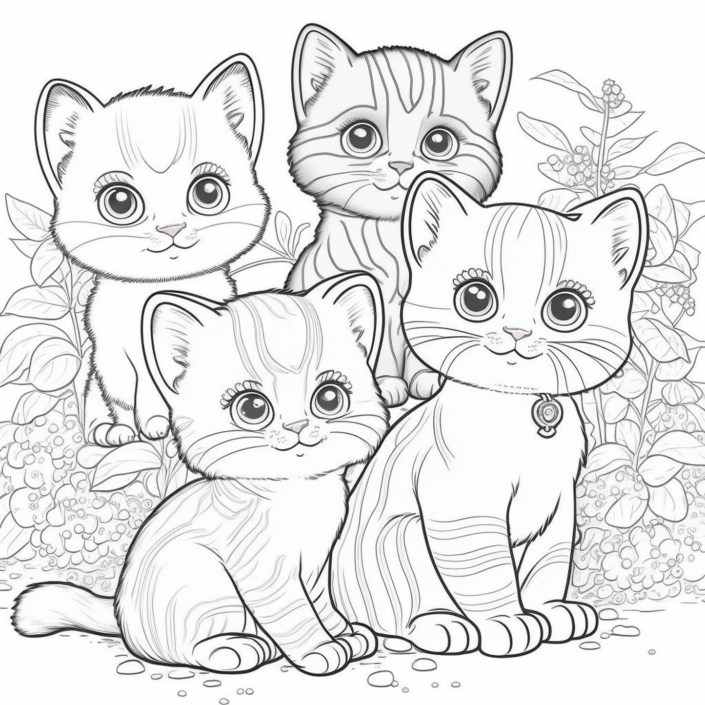 Kitten Coloring Pages, 20 Fun AI Generated Designs for Instant Download